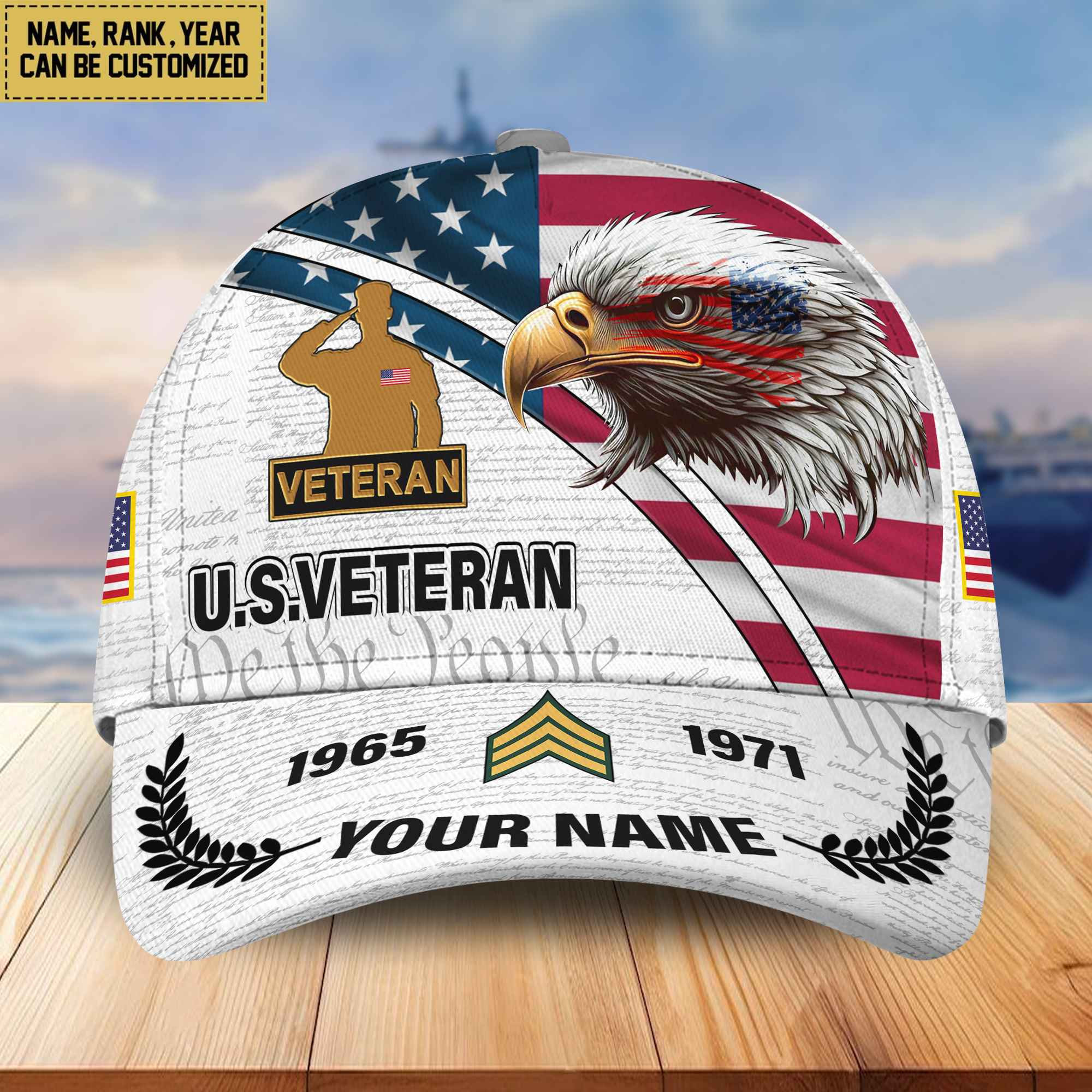 Premium US Veteran Custom Cap, Gifts for US Veteran, Gifts for Dad, Gifts for Husband VPVC004807