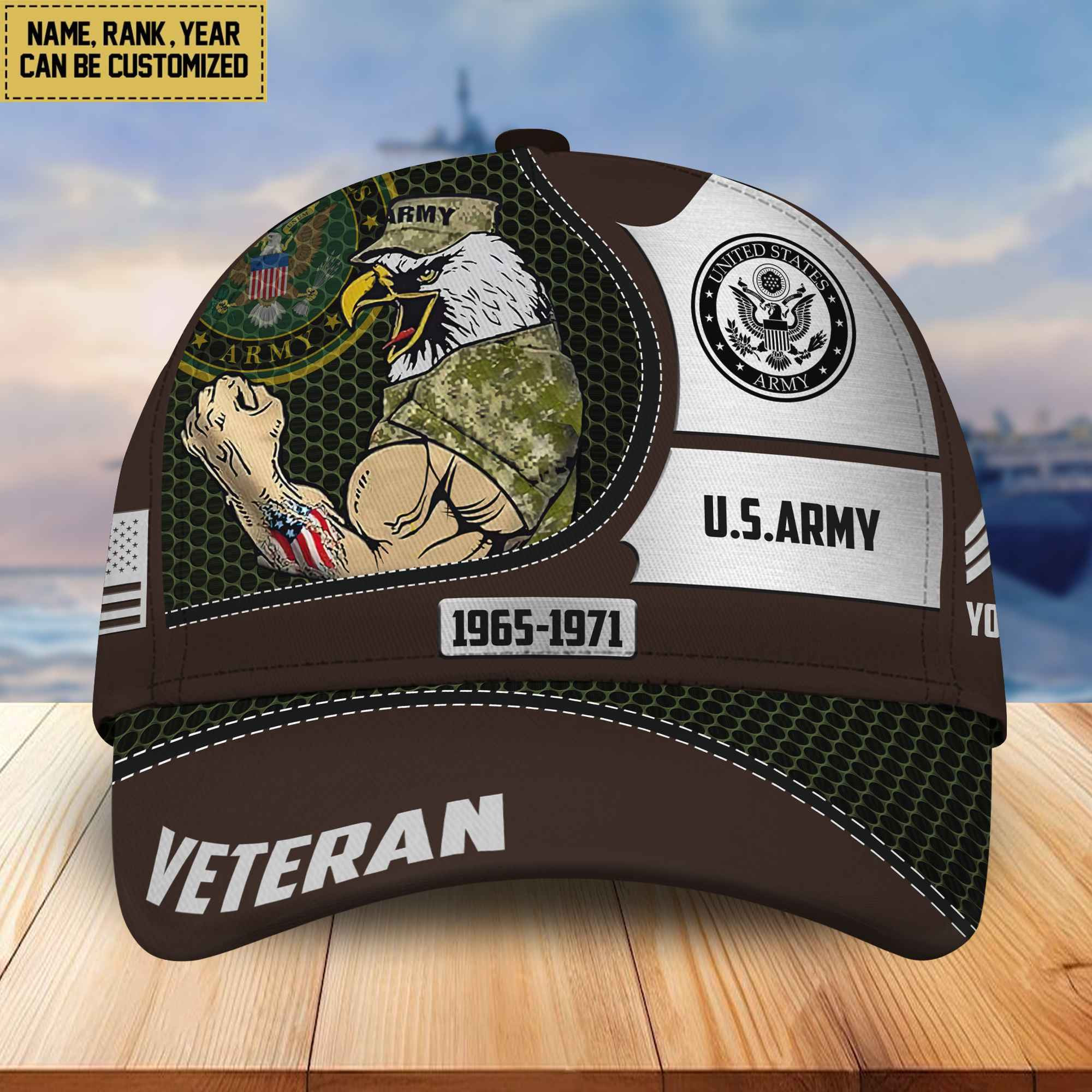 Premium US Army Veteran Custom Cap, Gifts for Army Veteran, Gifts for Veterans Day VPVC004901
