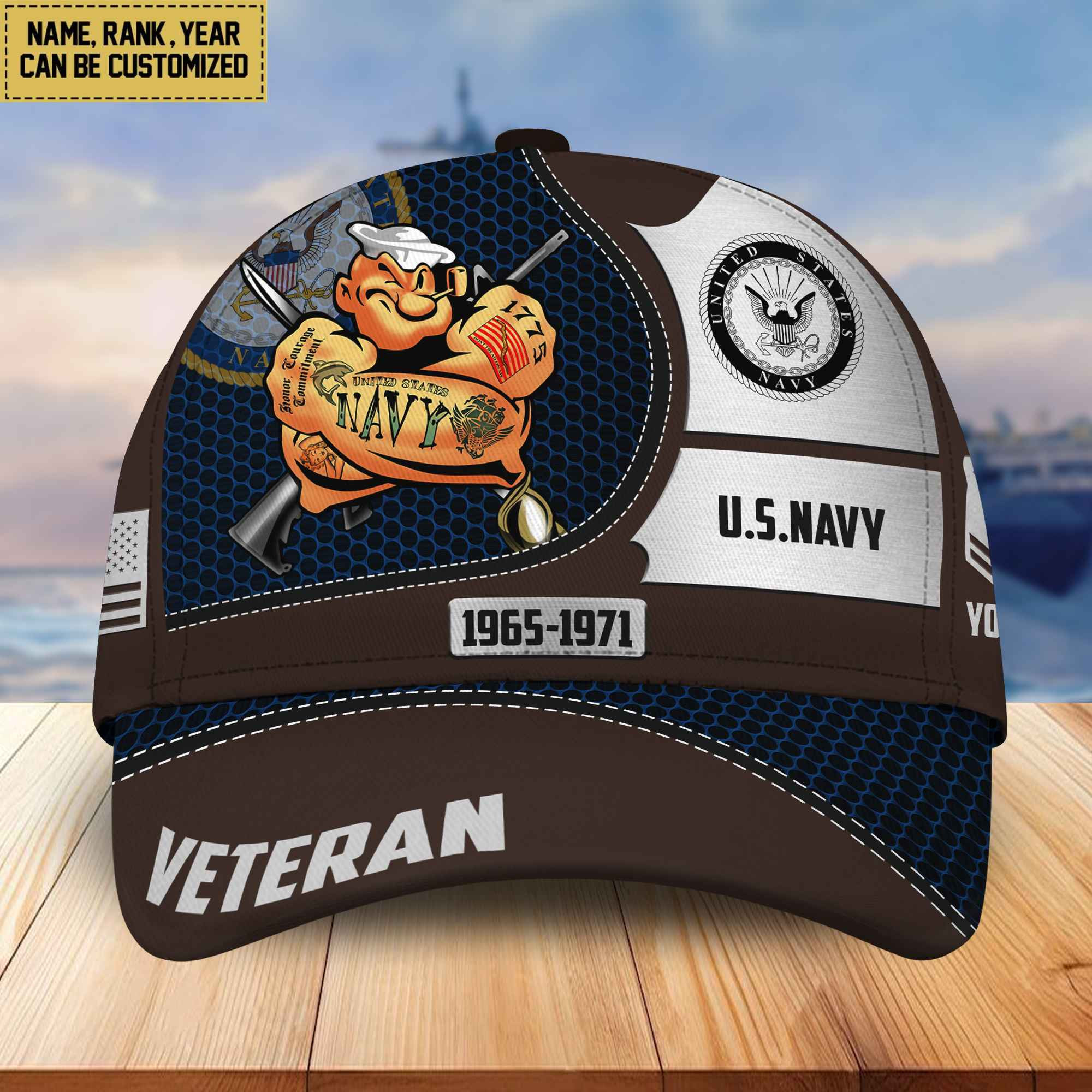 Premium US Navy Veteran Custom Cap, Gifts for Navy Veteran, Gifts for Veterans Day VPVC004902