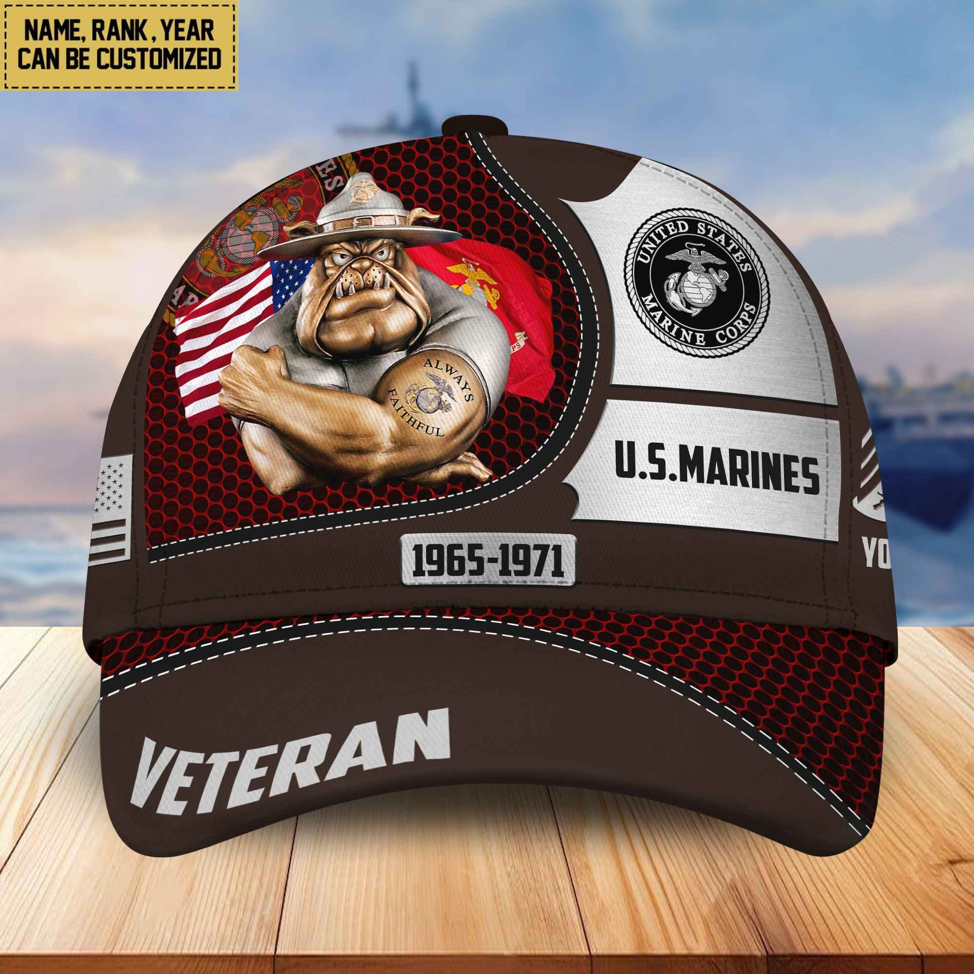 Premium USMC Veteran Custom Cap, Gifts for Marine Veteran, Gifts for Veterans Day VPVC004903