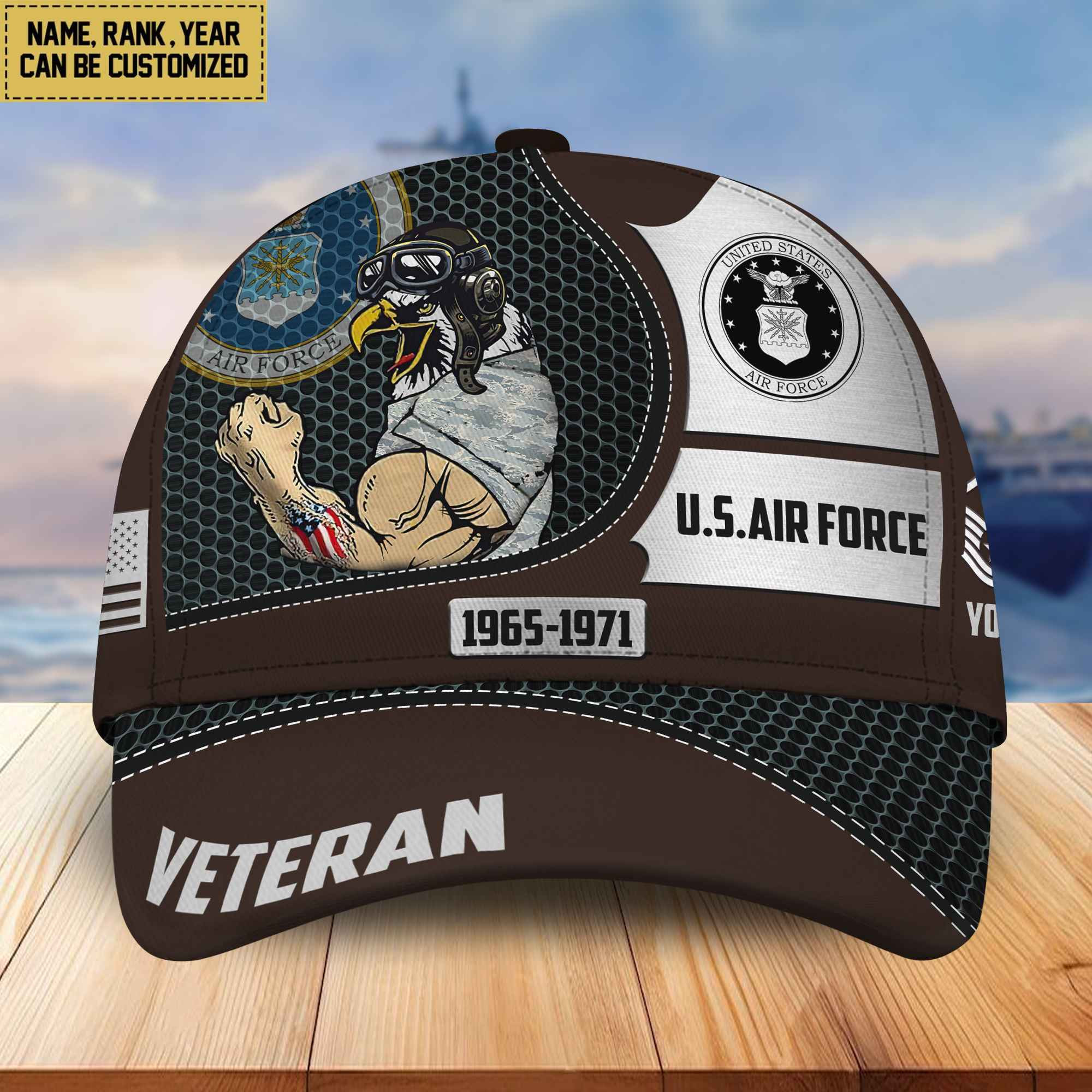 Premium USAF Veteran Custom Cap, Gifts for Air Force Veteran, Gifts for Veterans Day VPVC004904