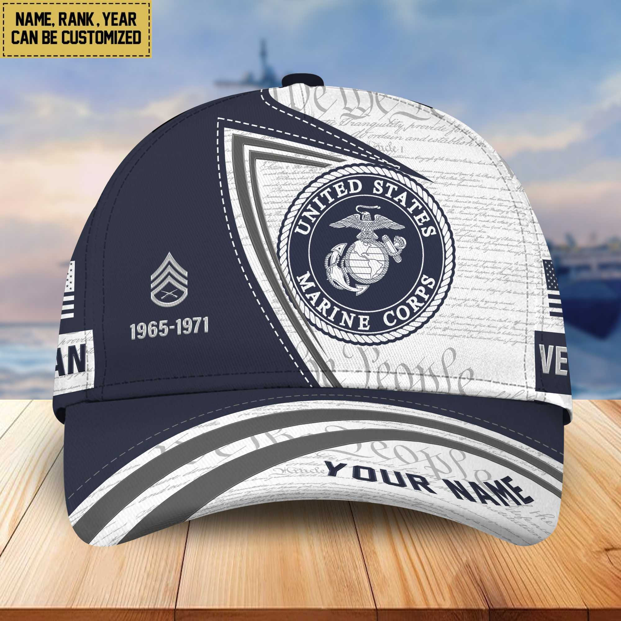 Premium USMC Veteran Custom Cap, Gifts for Marine Veteran, Gifts for Dad, Gifts for Husband VPVC005003