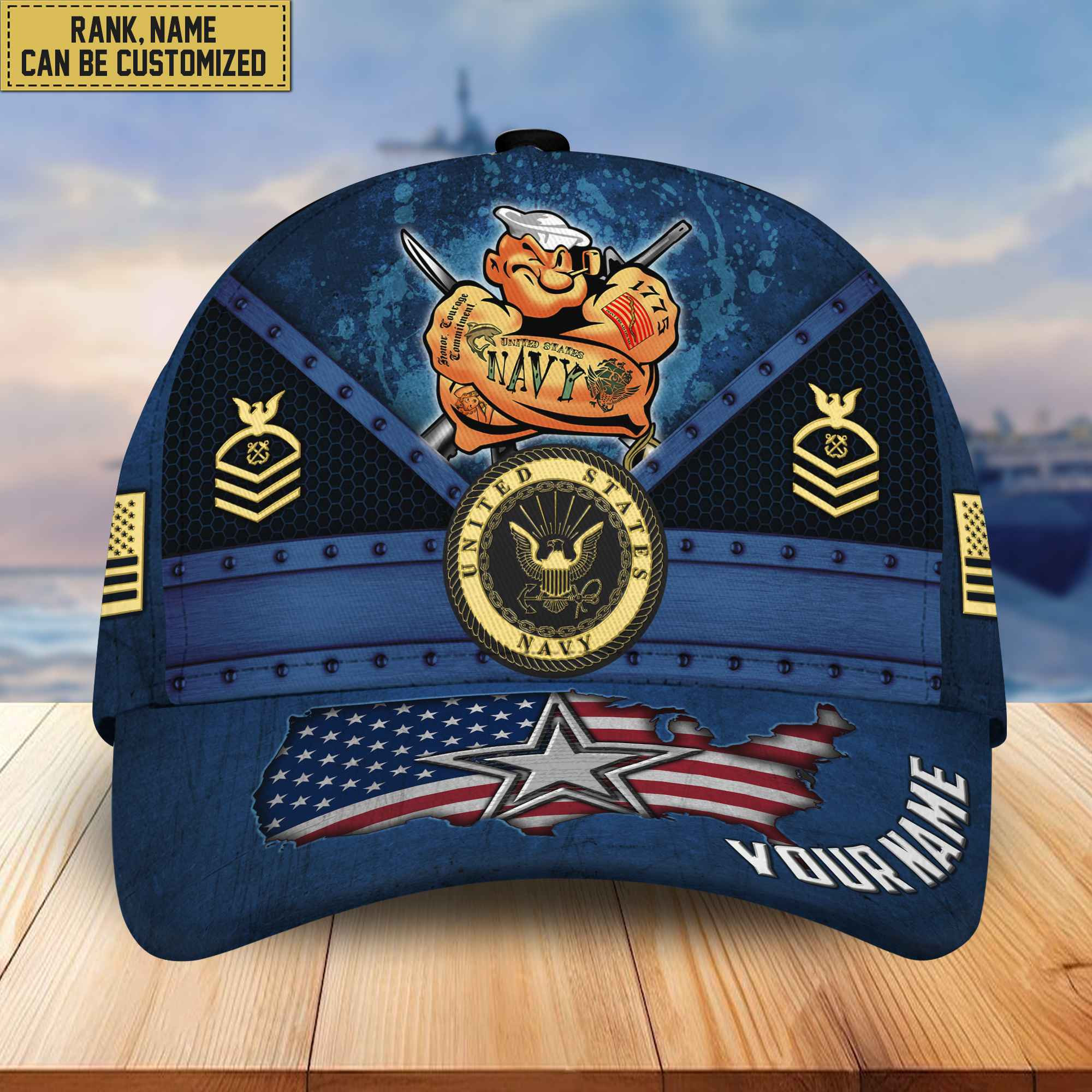 Premium US Navy Veteran Custom Cap, Gifts for Navy Veteran VPVC005102