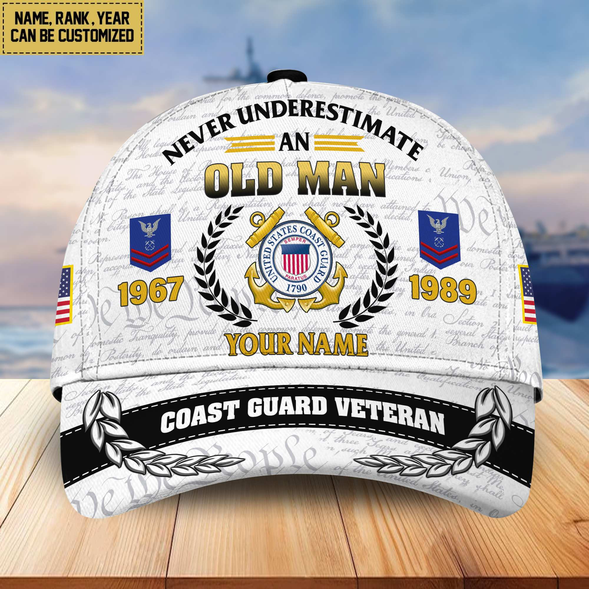 Premium USCG Veteran Custom Cap, Gifts for Coast Guard Veteran, Gifts for Dad, Gifts for Husband VPVC005205