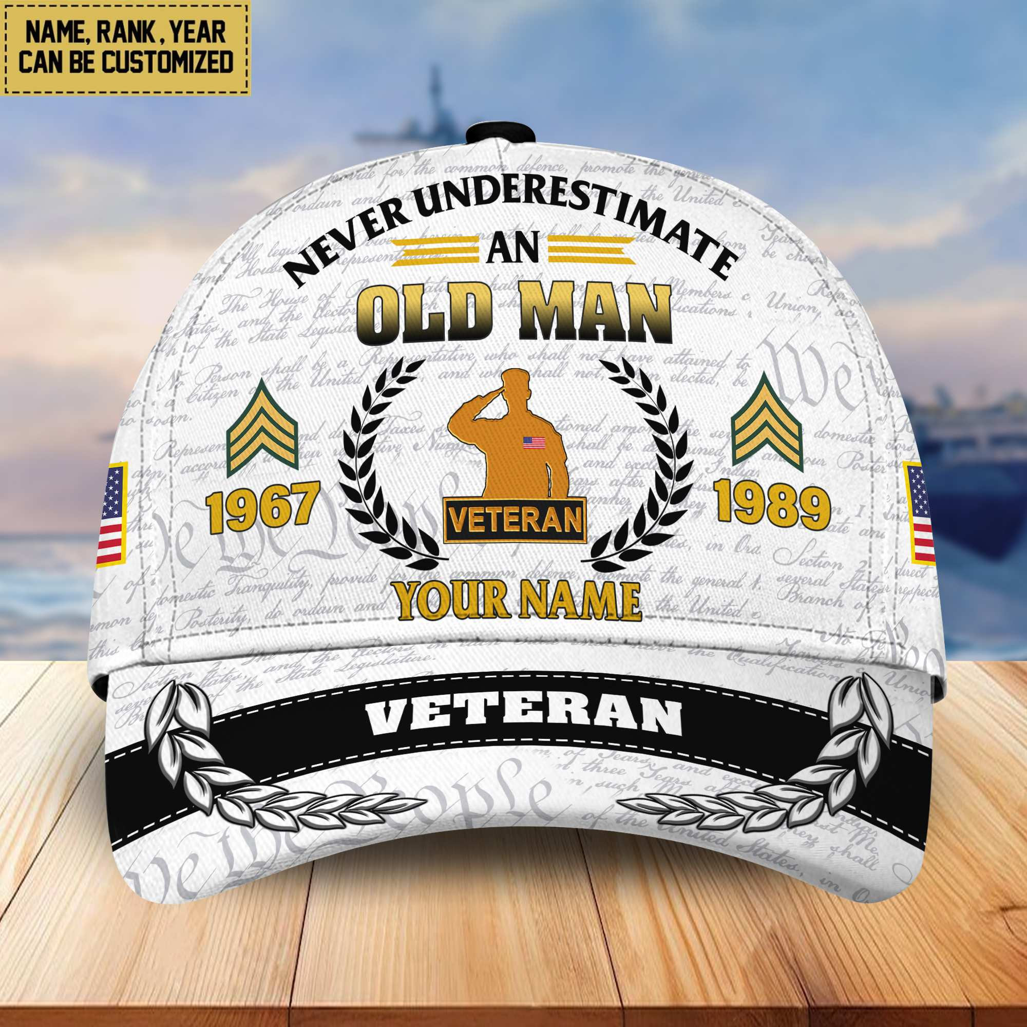 Premium US Veteran Custom Cap, Gifts for US Veteran, Gifts for Dad, Gifts for Husband VPVC005207