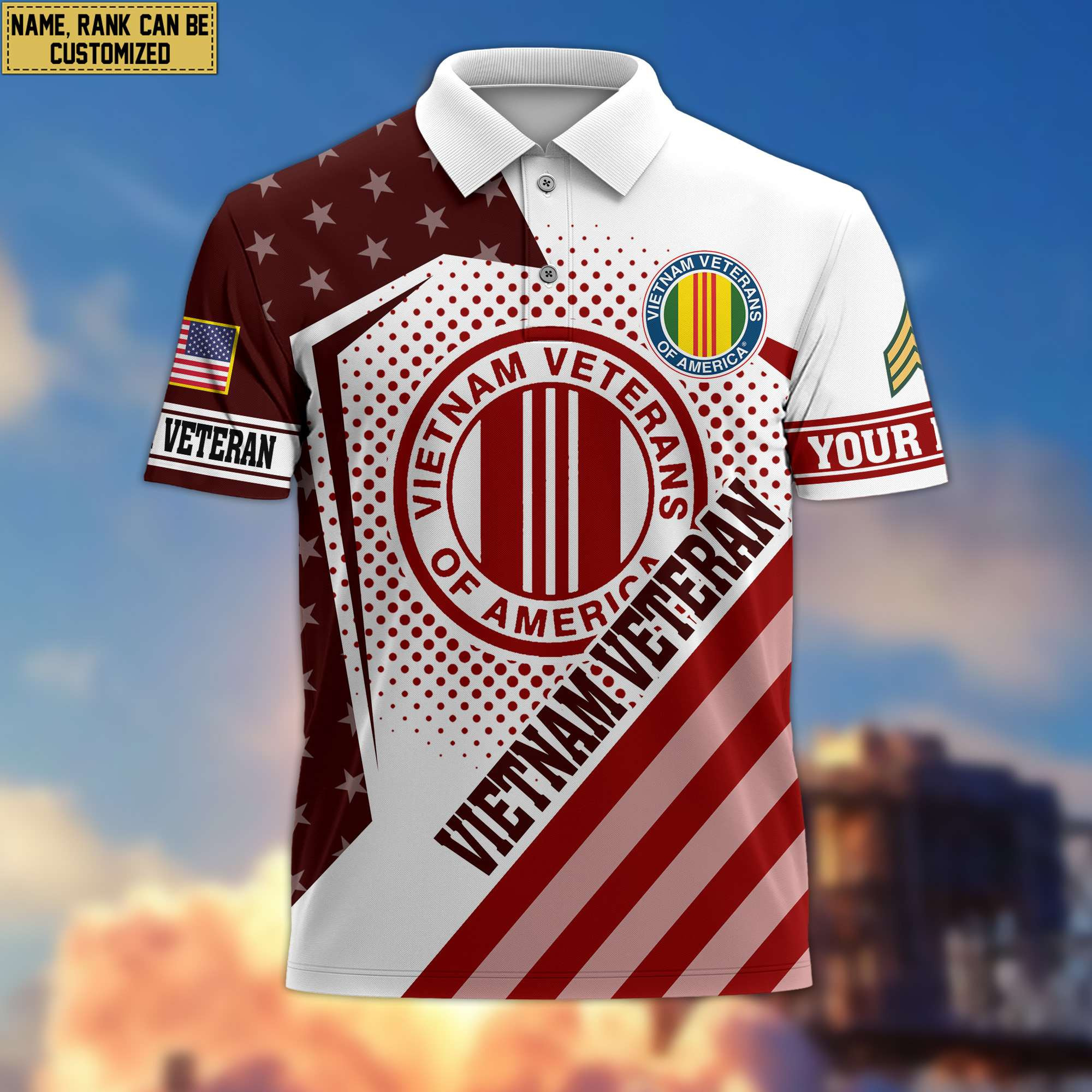 Premium Vietnam Veteran Polo Shirt, Custom Name, Rank Gift For Vietnam Veteran VPVC204406