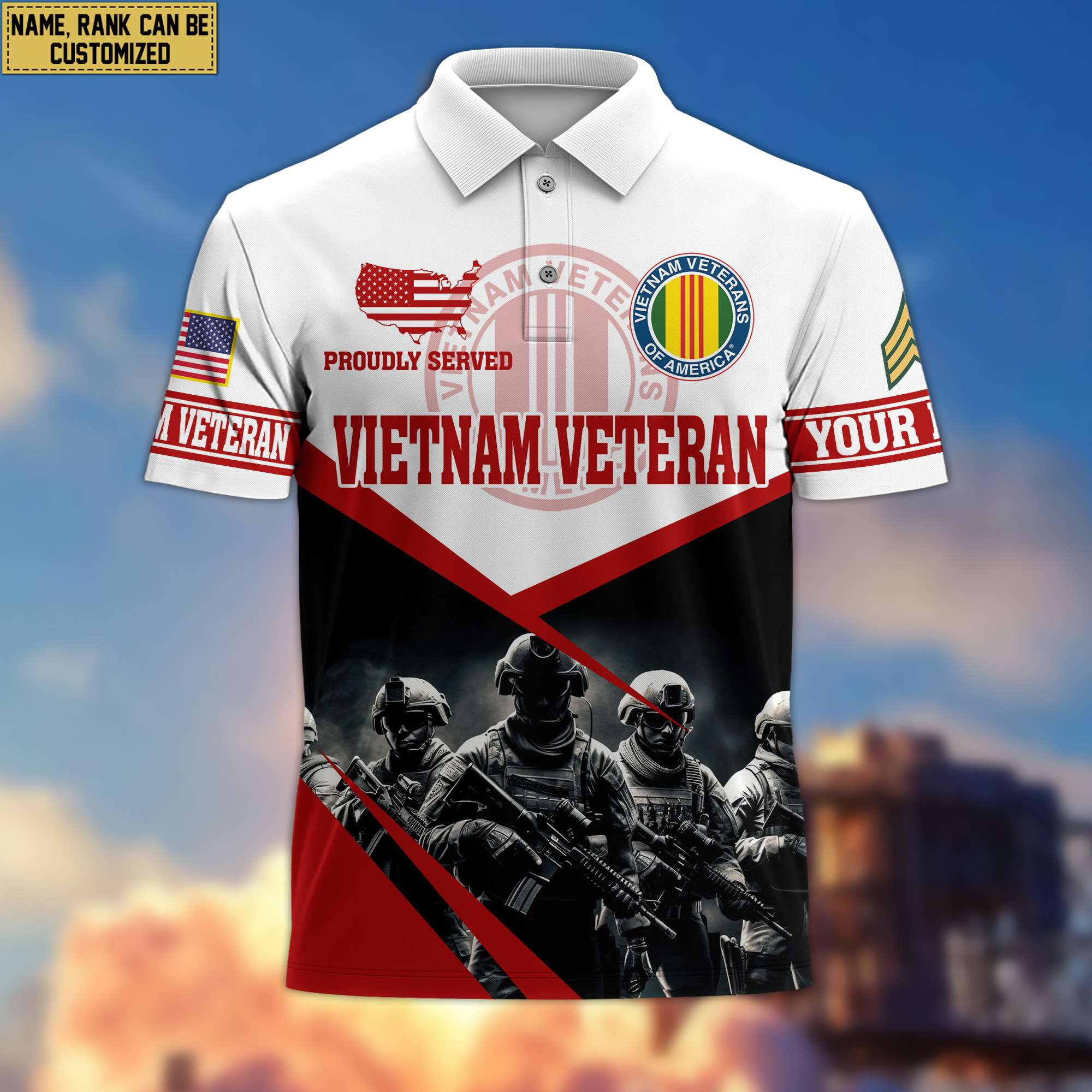 Premium Vietnam Veteran Polo Shirt, Custom Name, Rank Gift For Vietnam Veteran VPVC204506