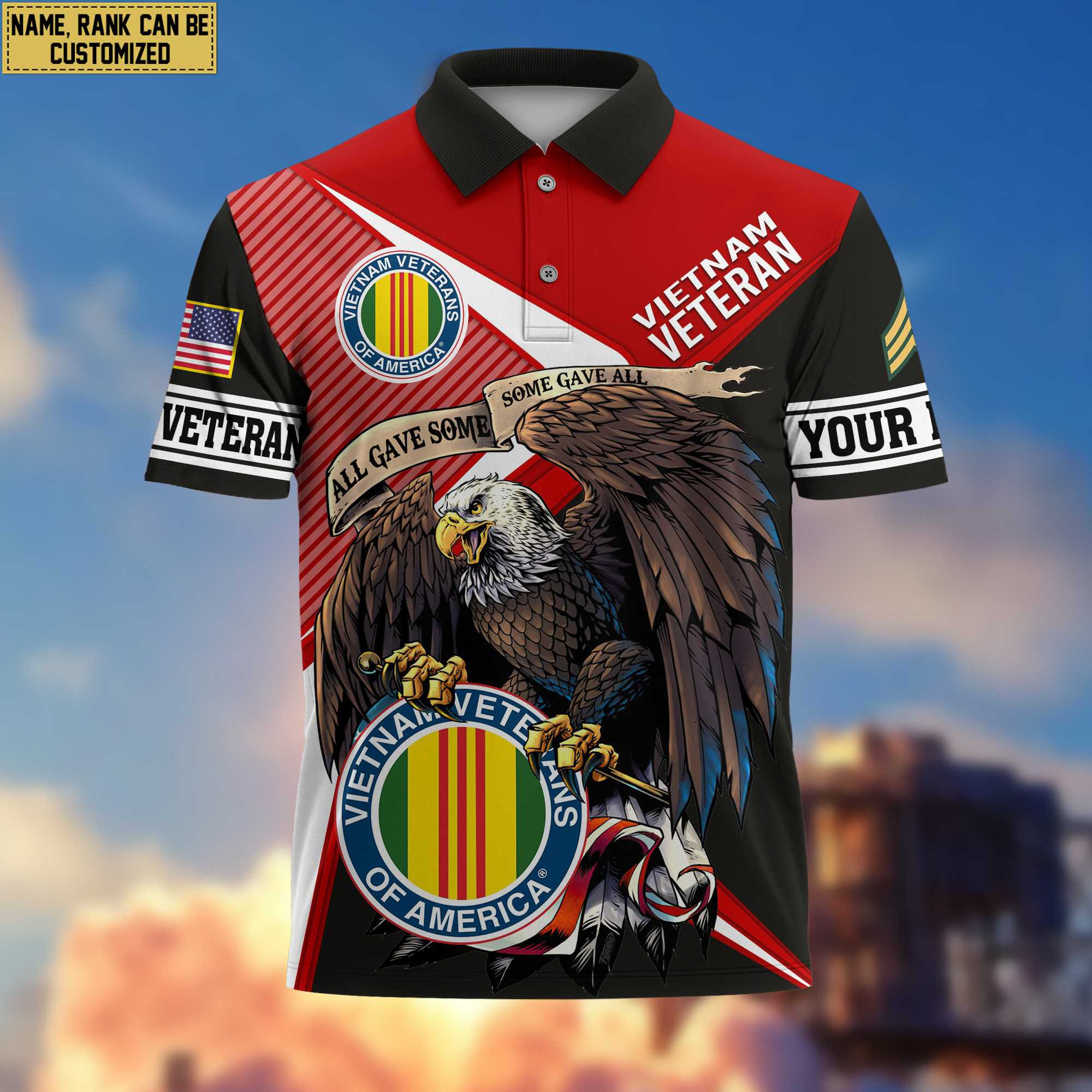 Vietnam Veteran Polo Shirt VPVC204606, Custom Name, Rank Gift For Vietnam Veteran