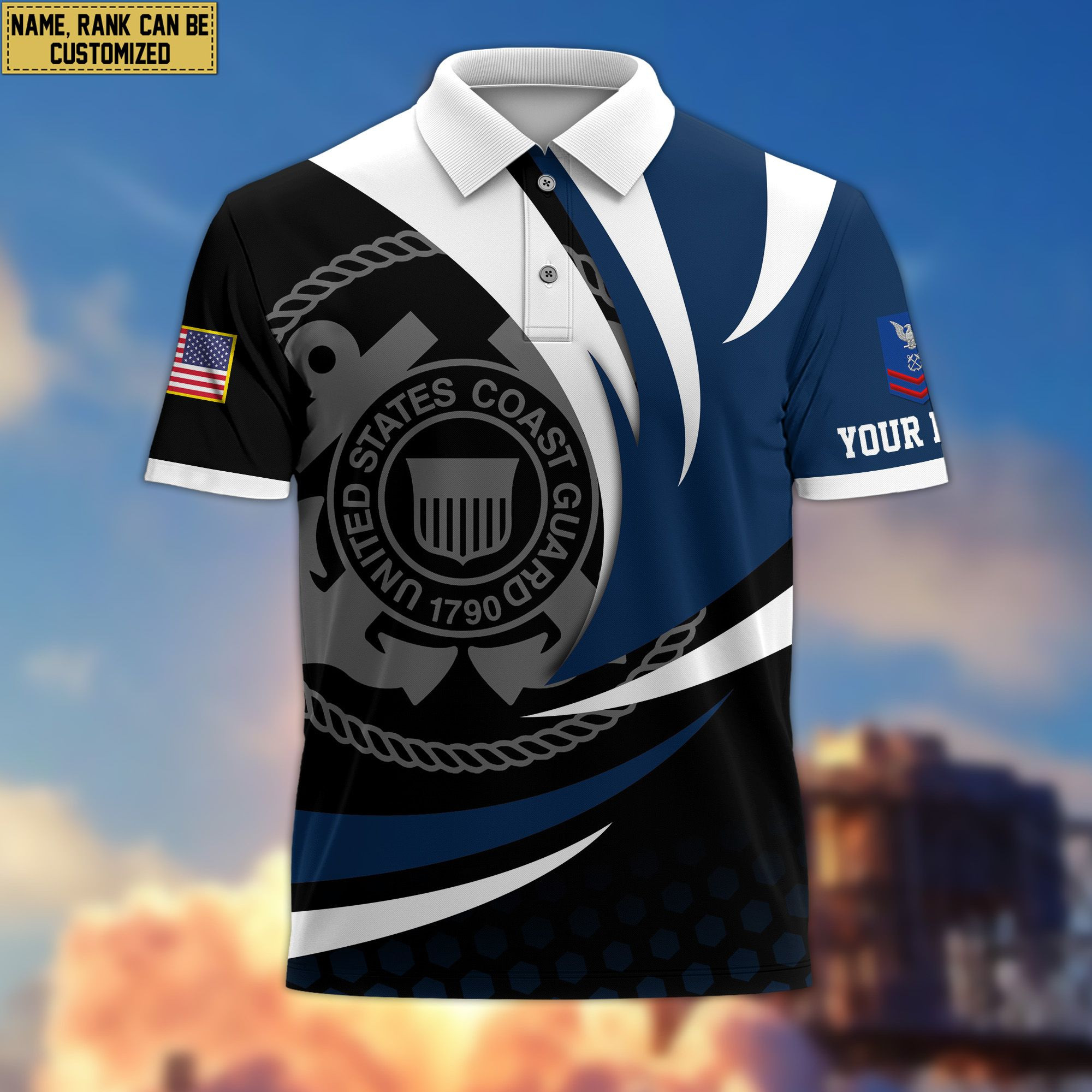 USCG Polo Shirt VPVC204705, Custom Name, Rank Gift For Coast Guard Veteran