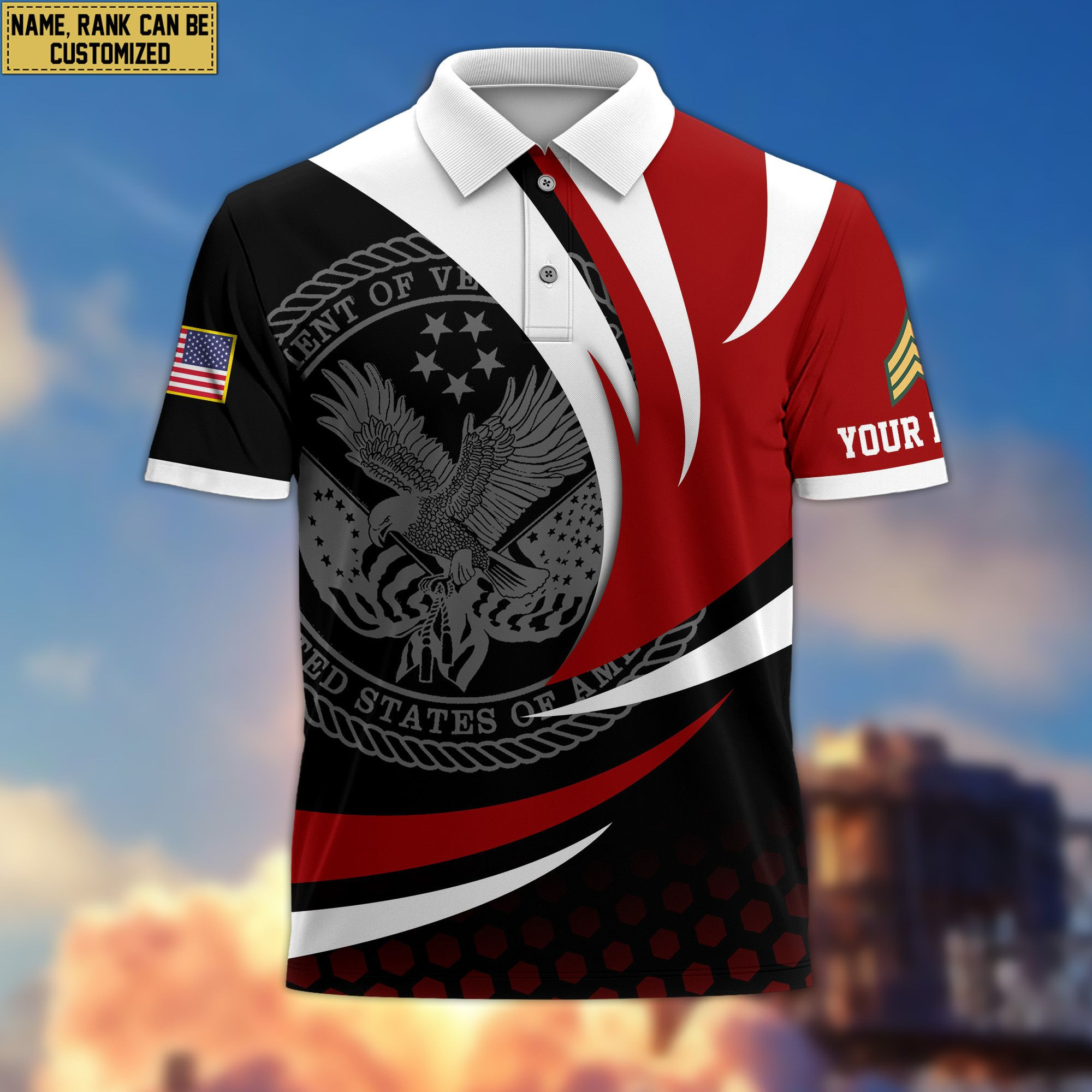 US Veteran Polo Shirt VPVC204707, Custom Name, Rank Gift For US Veteran