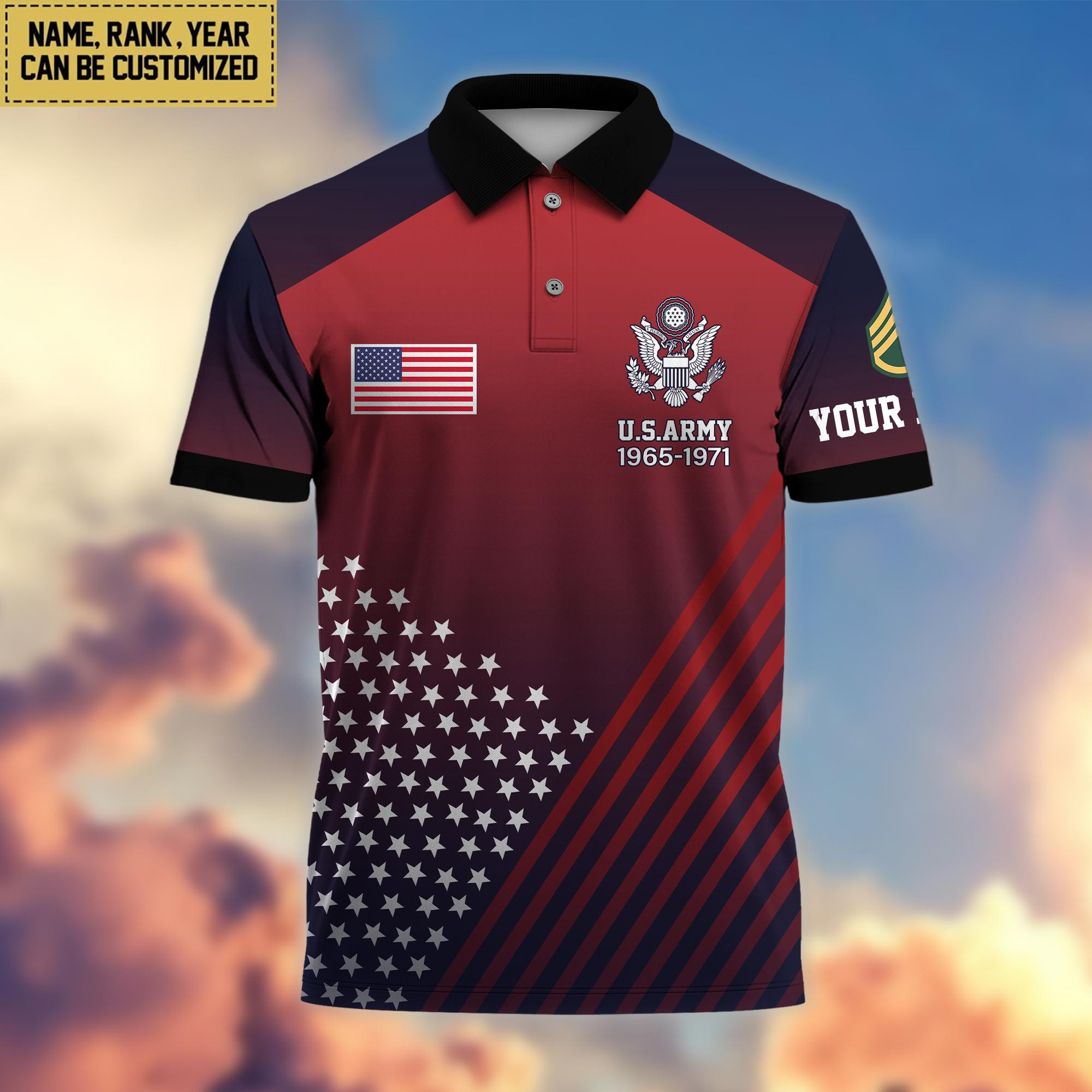 Premium US Army Polo Shirt VPVC204801, Custom Name, Rank Gift For Army Veteran