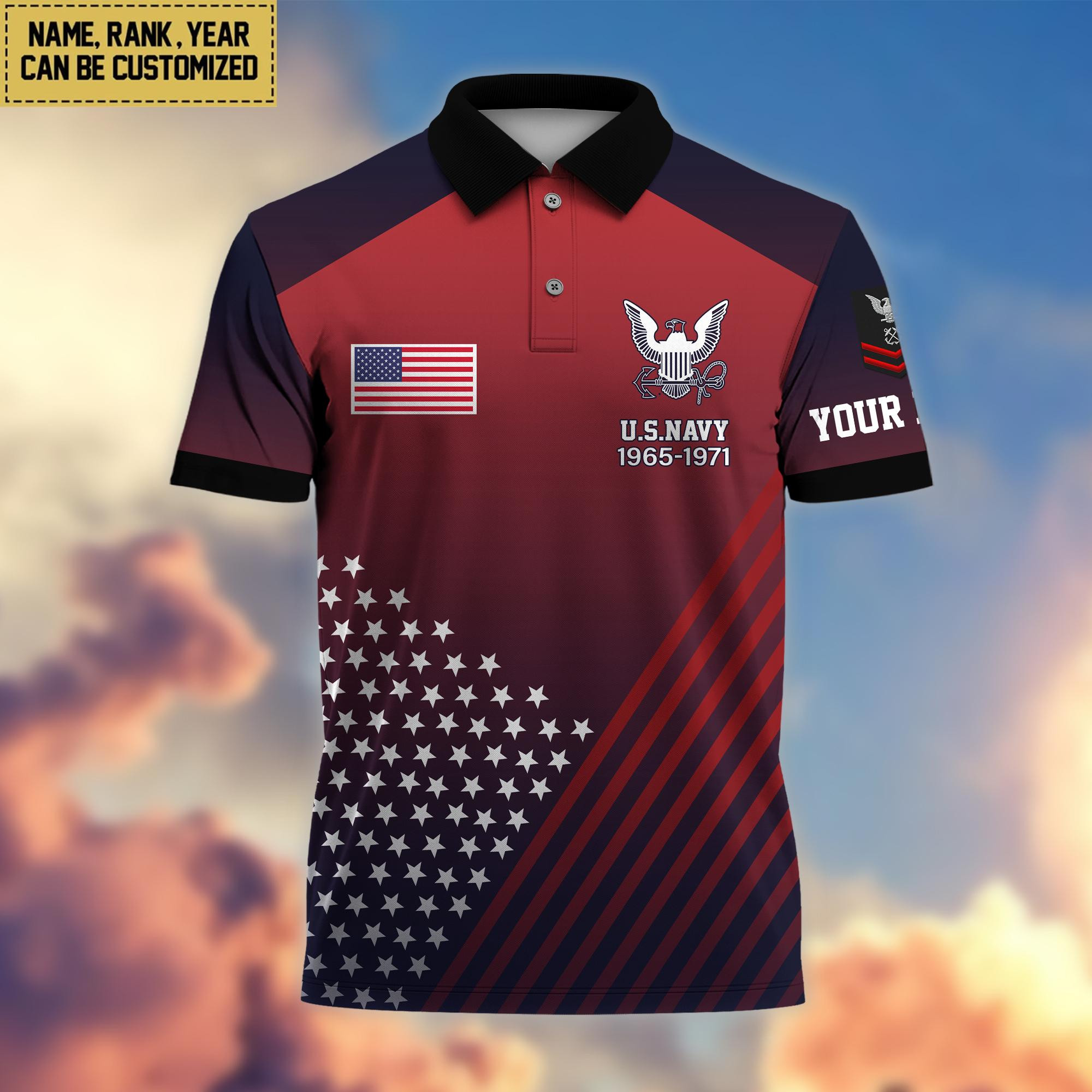 Premium US Navy Polo Shirt VPVC204802, Custom Name, Rank Gift For Navy Veteran