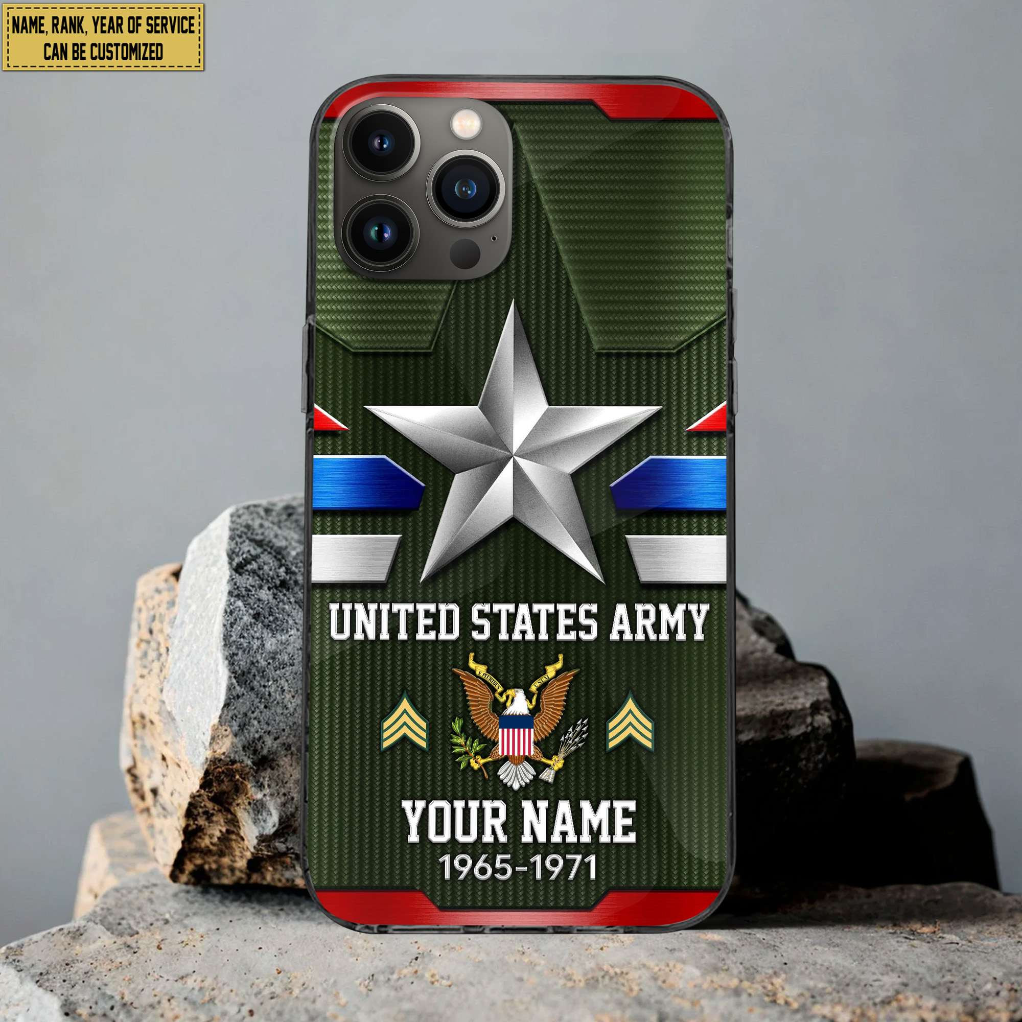 US Army Phone Case, Custom Name, Rank Gifts For Army Veteran, Gifts For Veterans Day, Father’s Day BPVC310811
