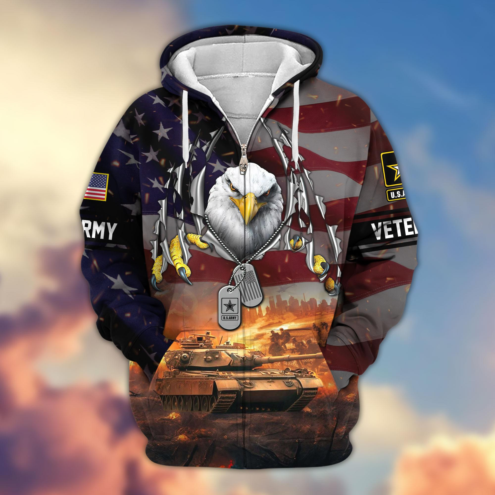 Premium US Veterans Zip Up Hoodie APHN280815, Gifts For Veterans Day, Gifts For US Veterans