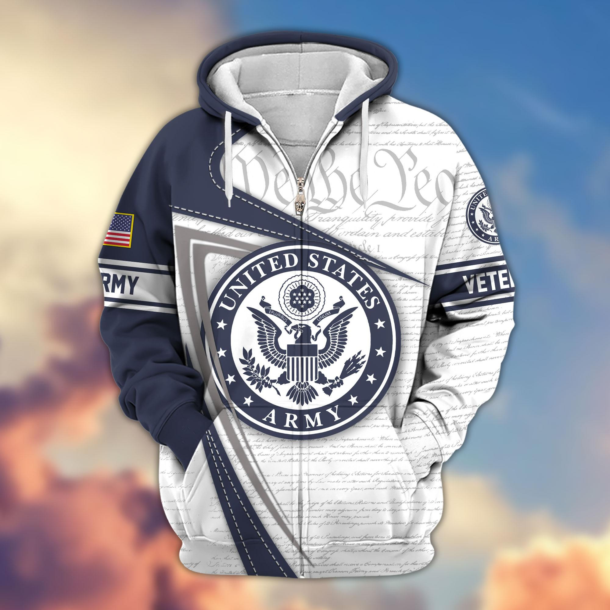 Premium US Veterans Zip Up Hoodie APHN050911, Gifts For US Veterans, Gifts For Veterans Day, Gifts For Father’s Day