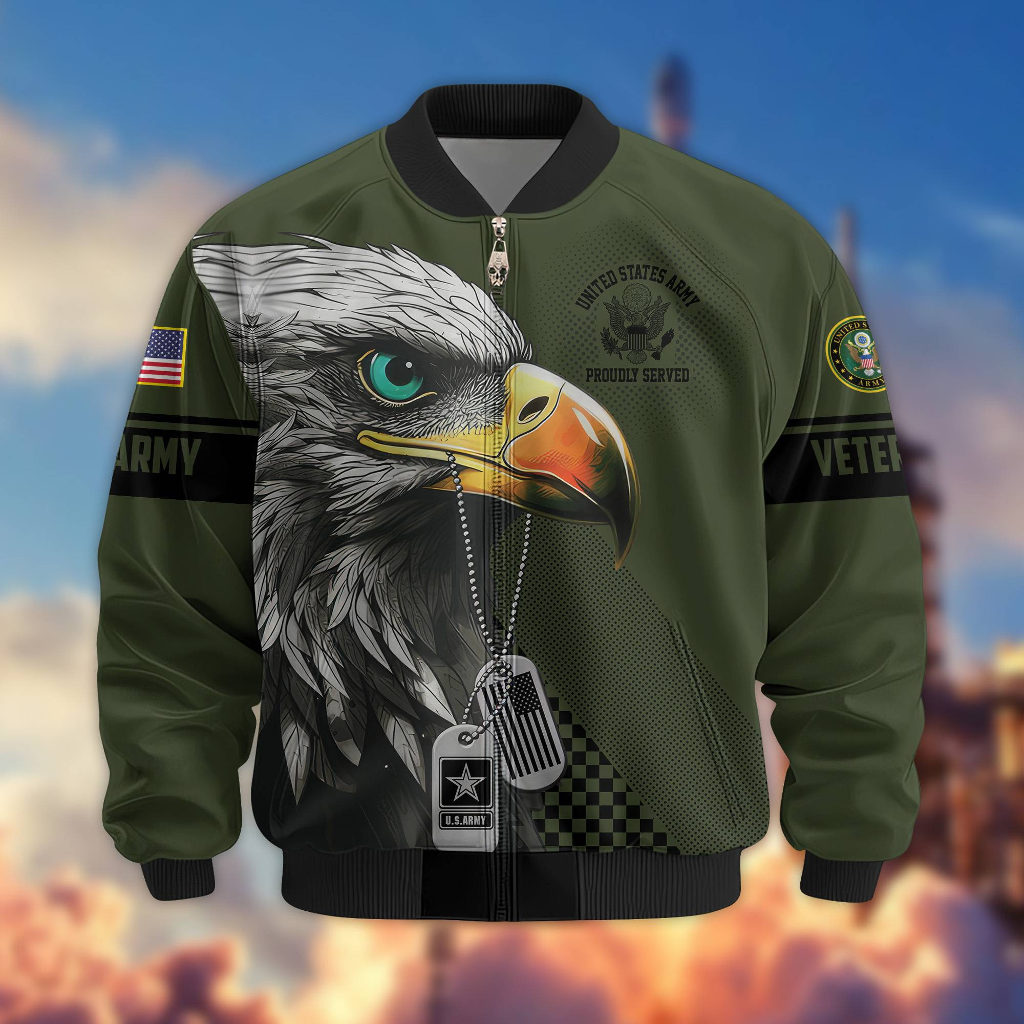 Premium US Veterans Bomber Jacket BPVC100901, Gifts For US Veterans, Gifts For Veterans Day