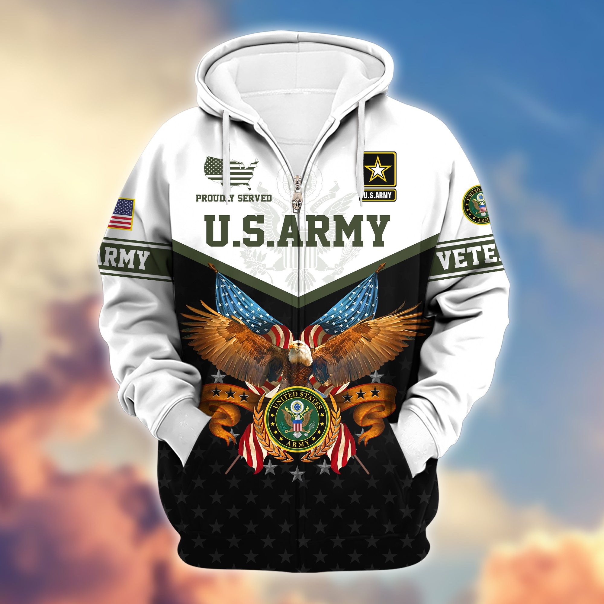 Premium US Veterans Zip Up Hoodie BPVC130902, Gifts For US Veterans, Gifts For Veterans Day