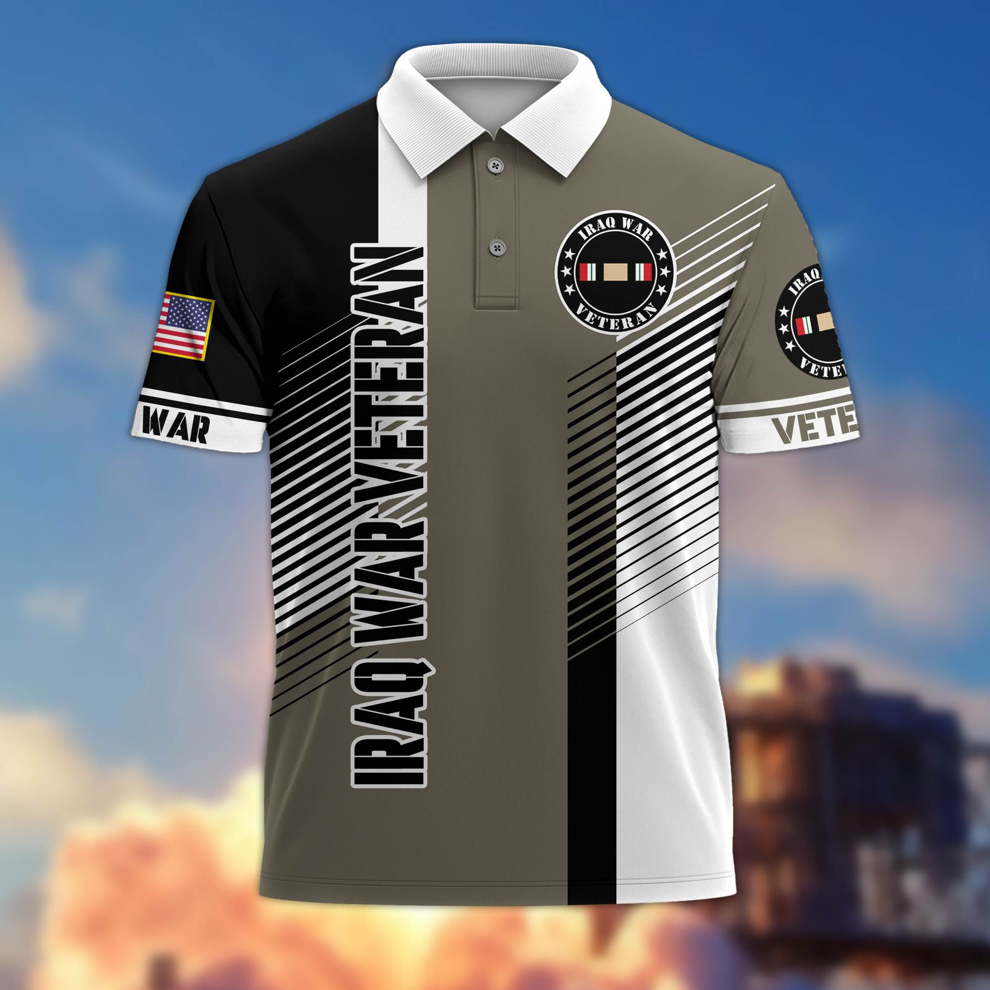 Premium Iraq War Veteran Polo Shirt Gift For US Veteran VPVC205303