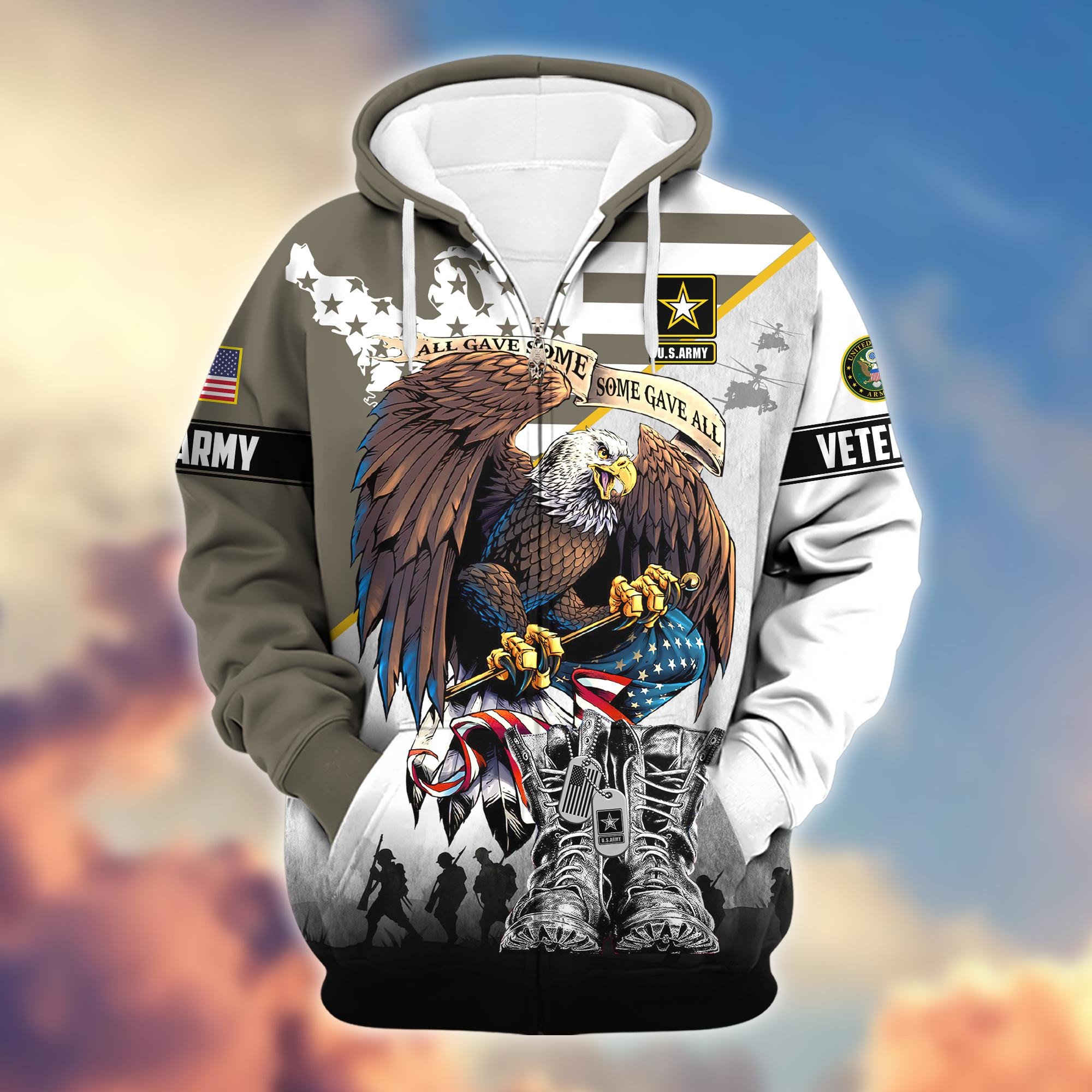 Premium All Gave Some Some Gave All US Veterans Zip Up Hoodie BPVC130903, Gifts For US Veterans, Gifts For Veterans Day