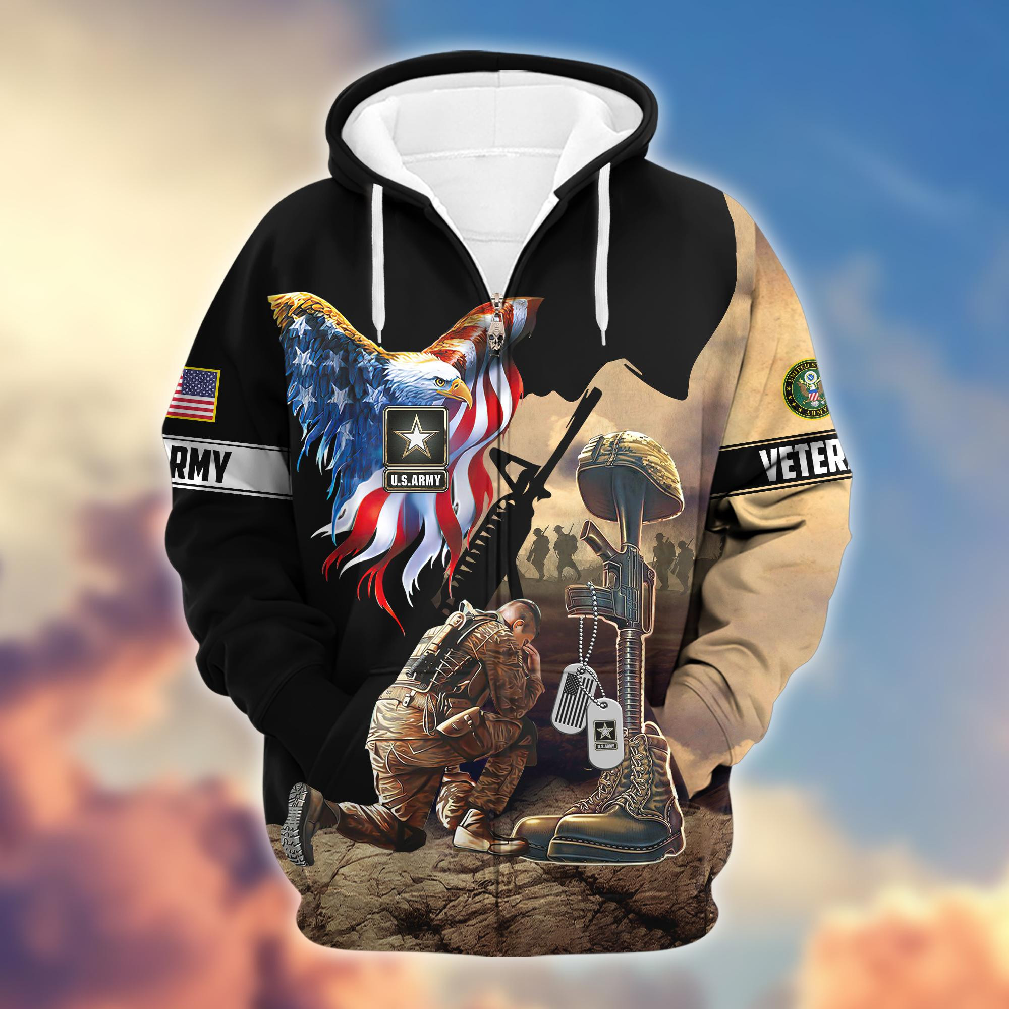 Premium Honoring All Who Served US Veterans Zip Up Hoodie APHN190914, Gifts For Veterans Day