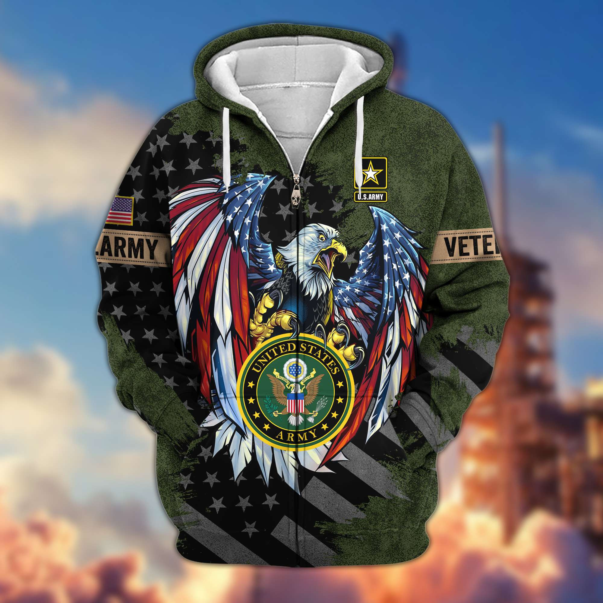 Premium US Veterans Zip Up Hoodie APHN190913, Gifts For Veterans Day