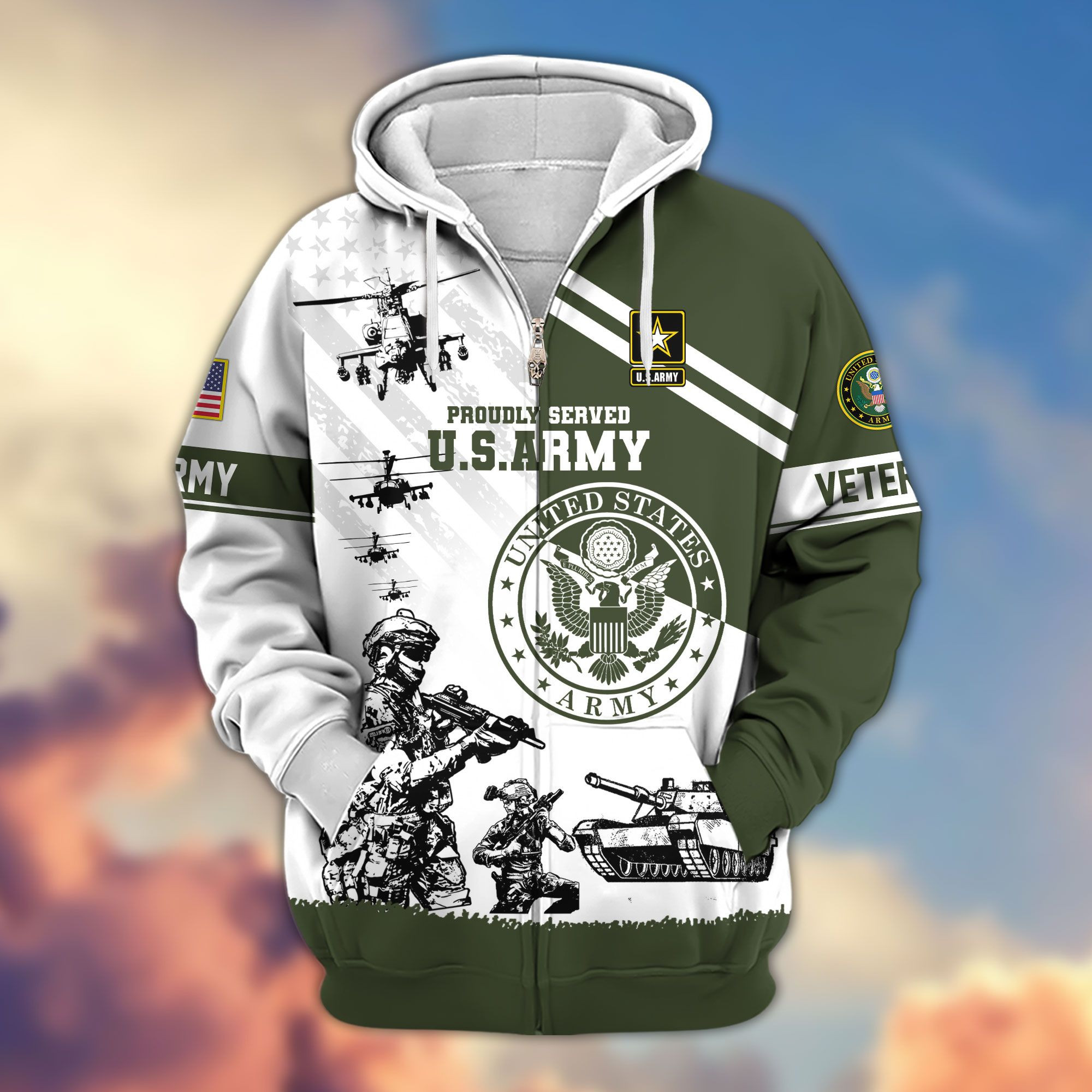 Premium US Veterans Zip Up Hoodie APHN230911, Gifts For US Veterans, Gifts For Veterans Day
