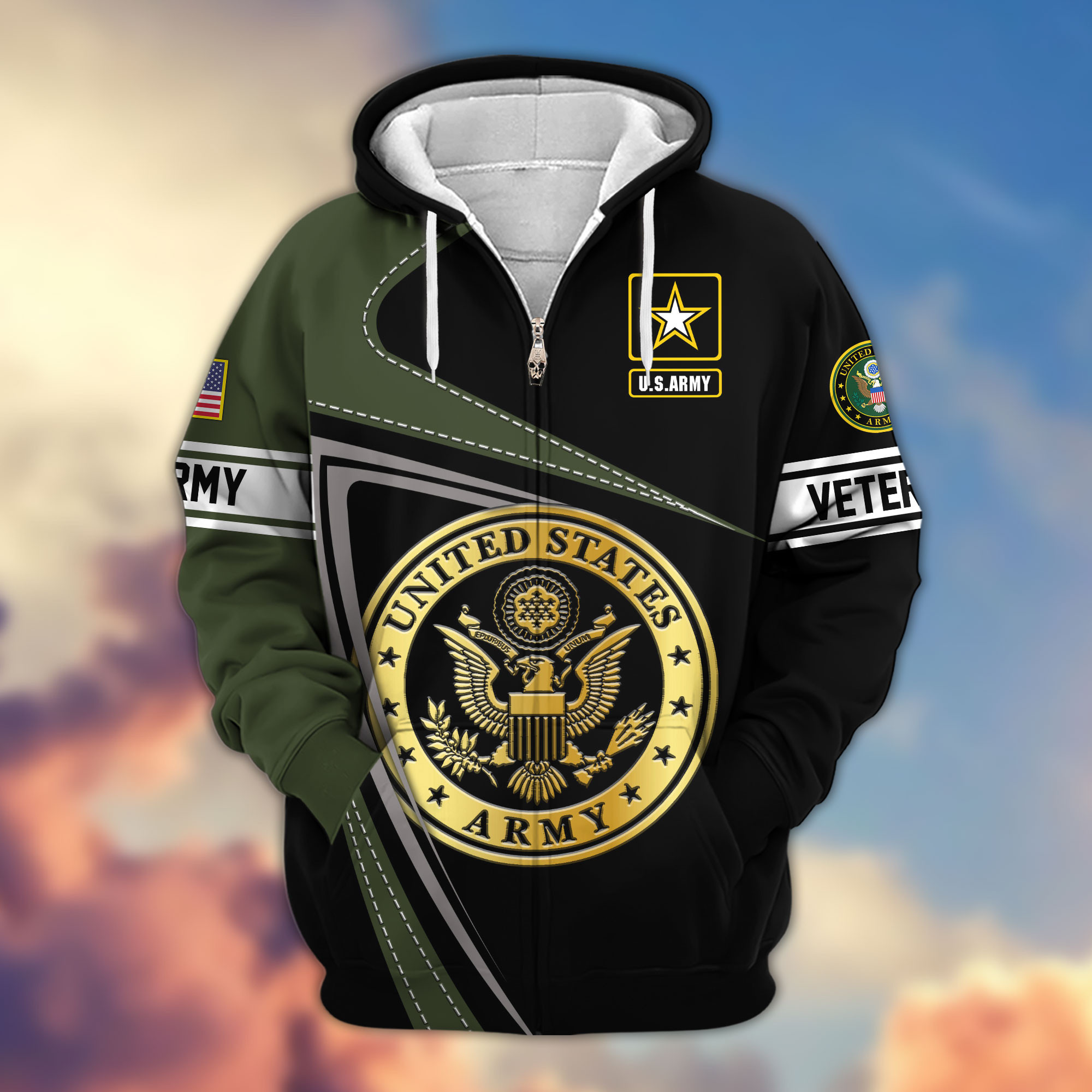 Premium US Veterans Zip Up Hoodie APHN210812, Gifts For Veterans Day, Gifts For Dad, Gifts For Husband