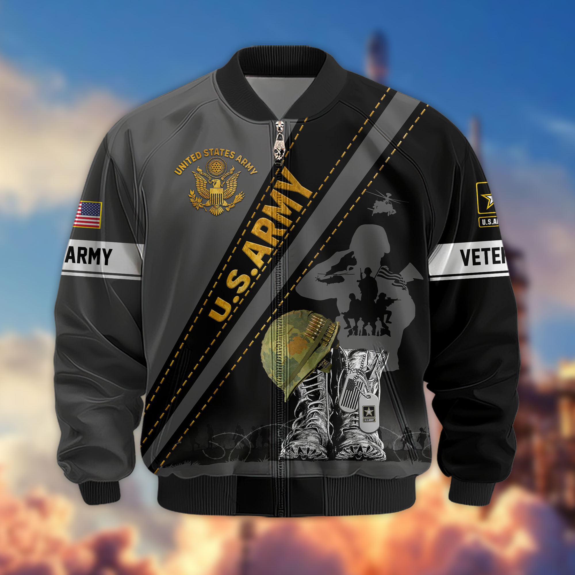 Premium US Veterans Bomber Jacket APHN250912, Gifts For US Veterans, Gifts For Veterans Day