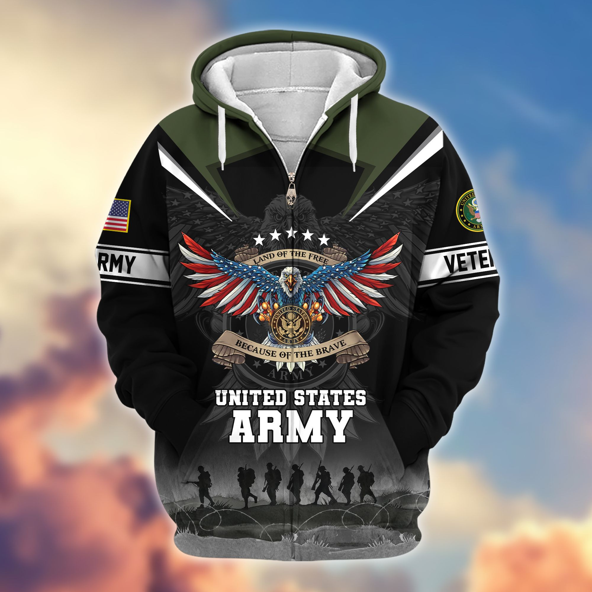 Premium Honoring All Who Served US Veterans Zip Up Hoodie APHN240912, Gifts For US Veterans, Gifts For Veterans Day