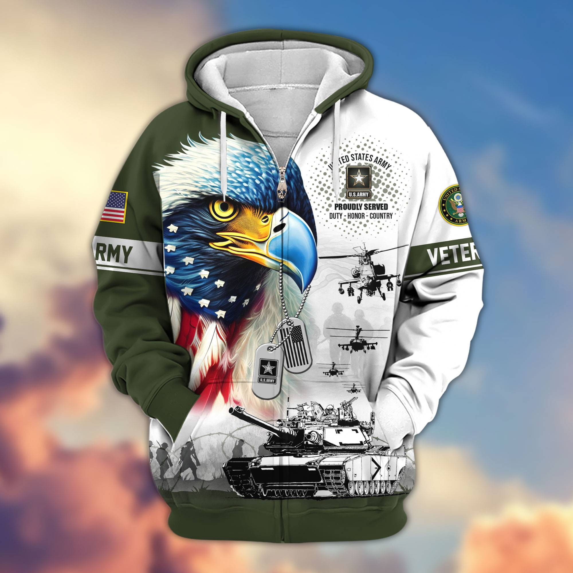 Premium US Veterans Zip Up Hoodie APHN260913, Gifts For US Veterans, Gifts For Veterans Day