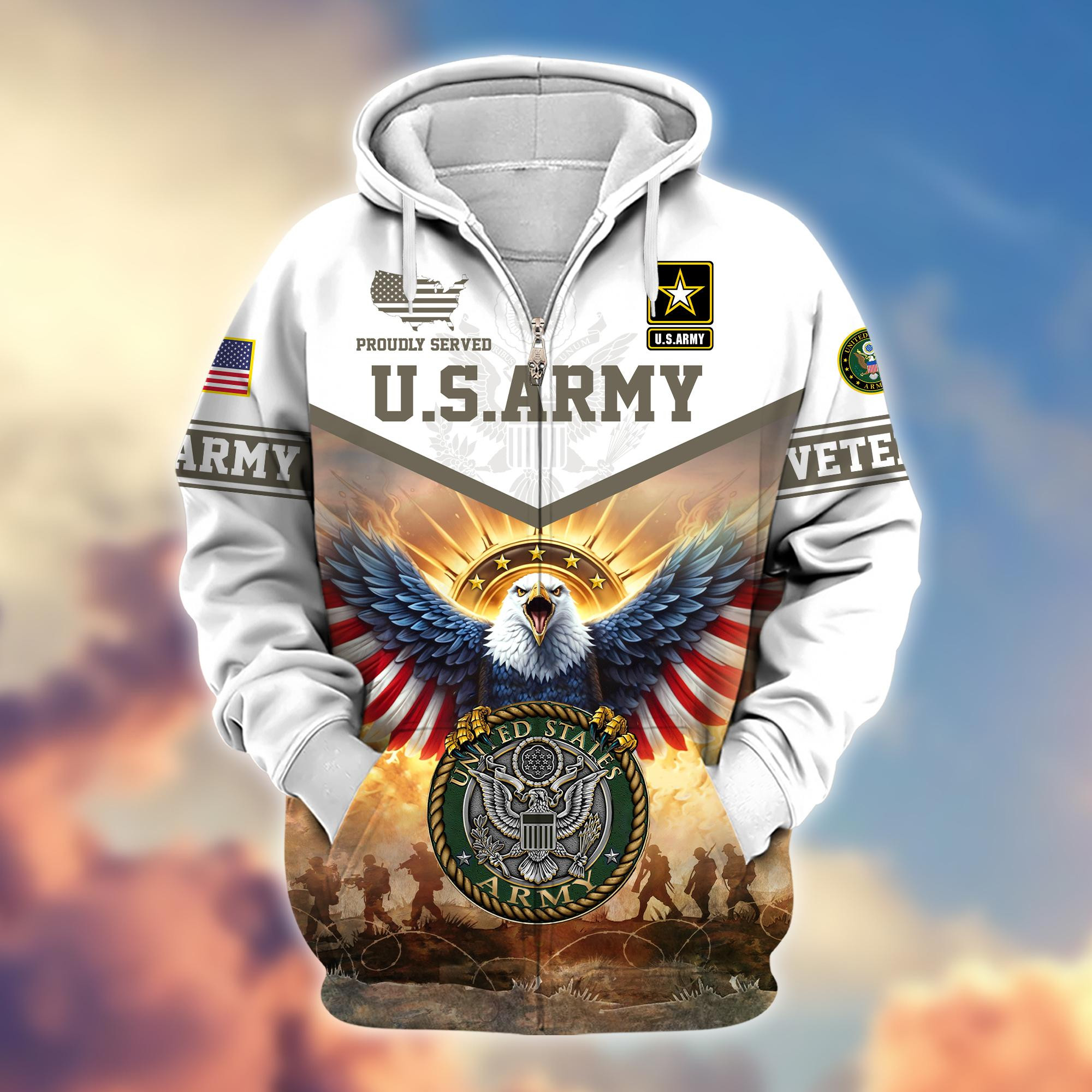 Premium Honoring All Who Served US Veterans Zip Up Hoodie BPVC300901, Gifts For US Veterans, Gifts For Veterans Day