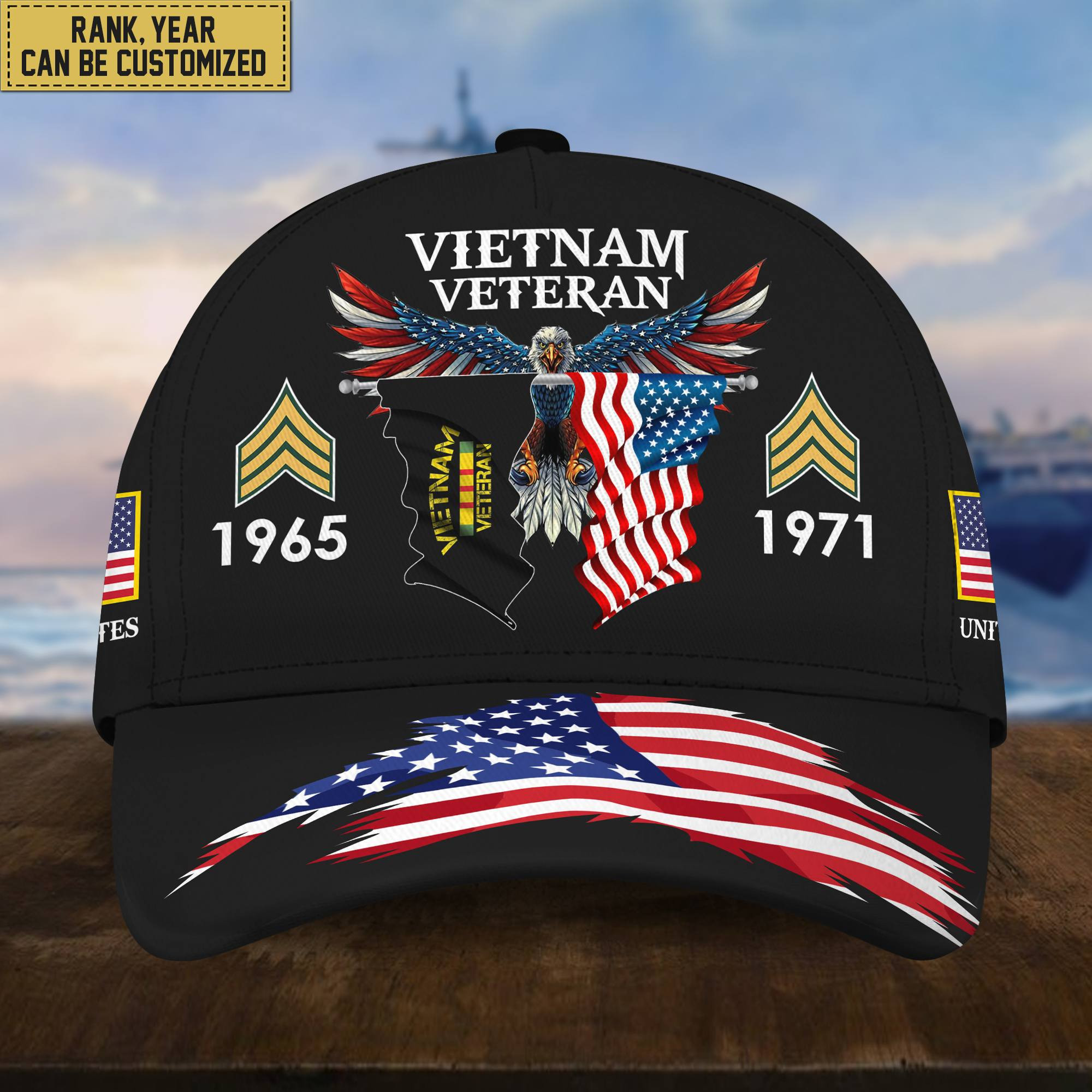 Vietnam Veteran Cap, Custom Rank, Year, Gifts for Vietnam Veteran VPVC004606