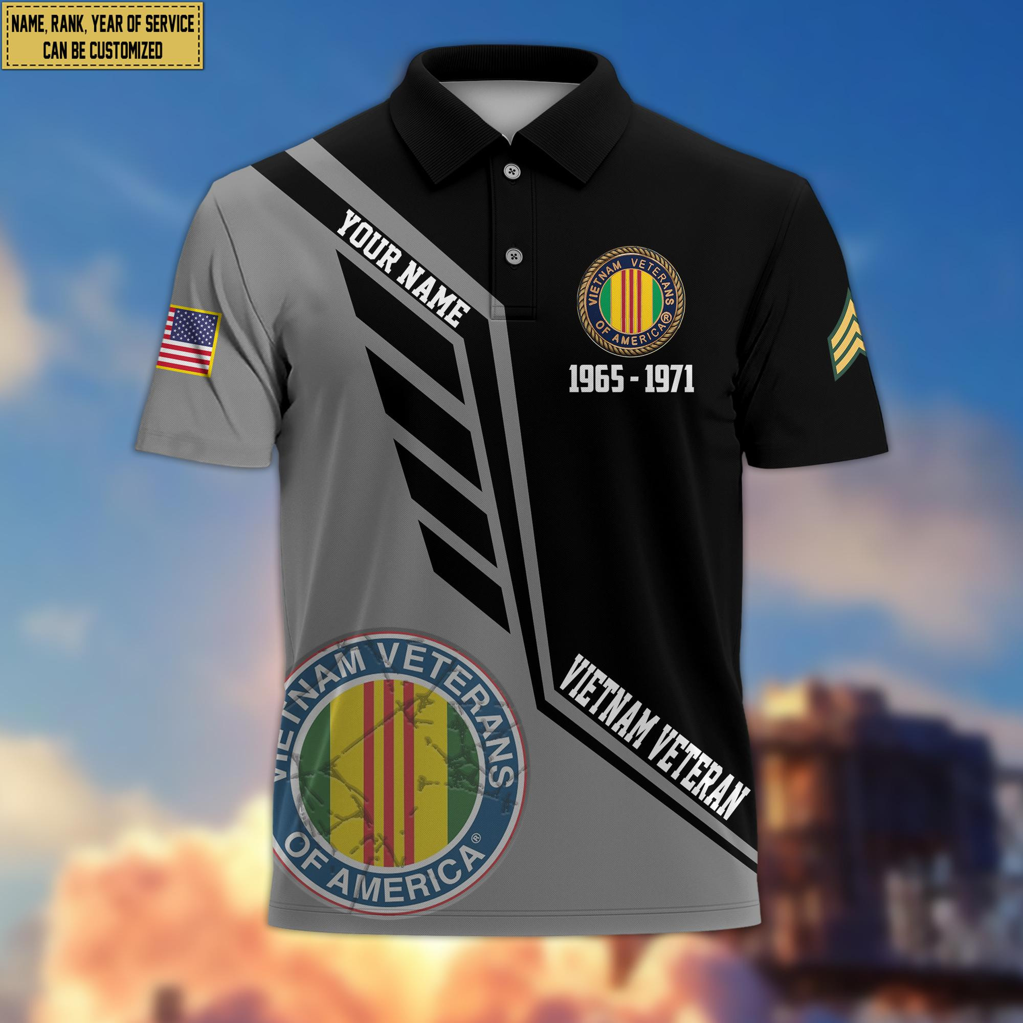 Vietnam Veteran Polo Shirt, Custom Name, Rank Gifts For Vietnam Veteran VPVC203806