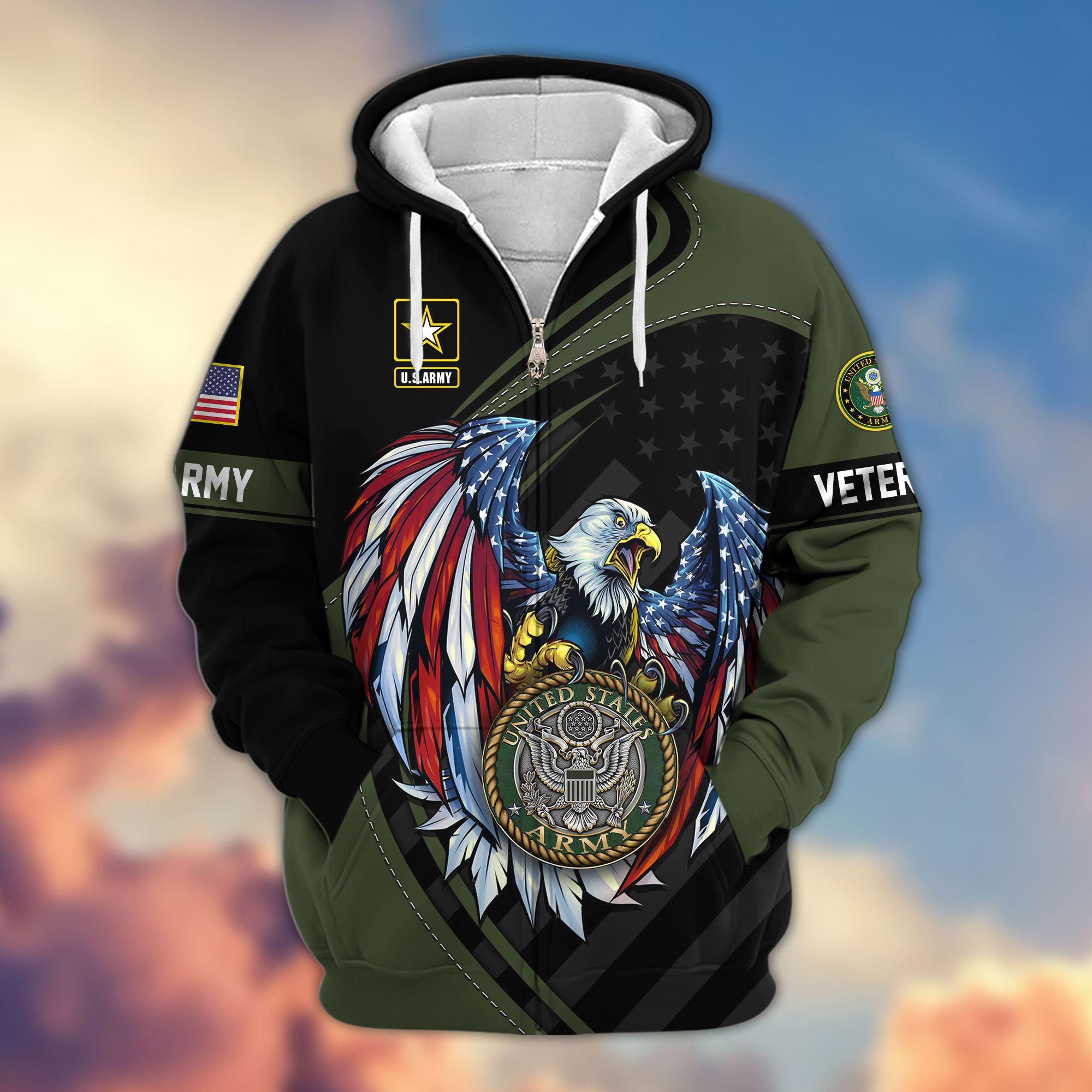 Premium US Veterans Zip Up Hoodie APHN091011, Gifts For US Veterans, Gifts For Veterans Day