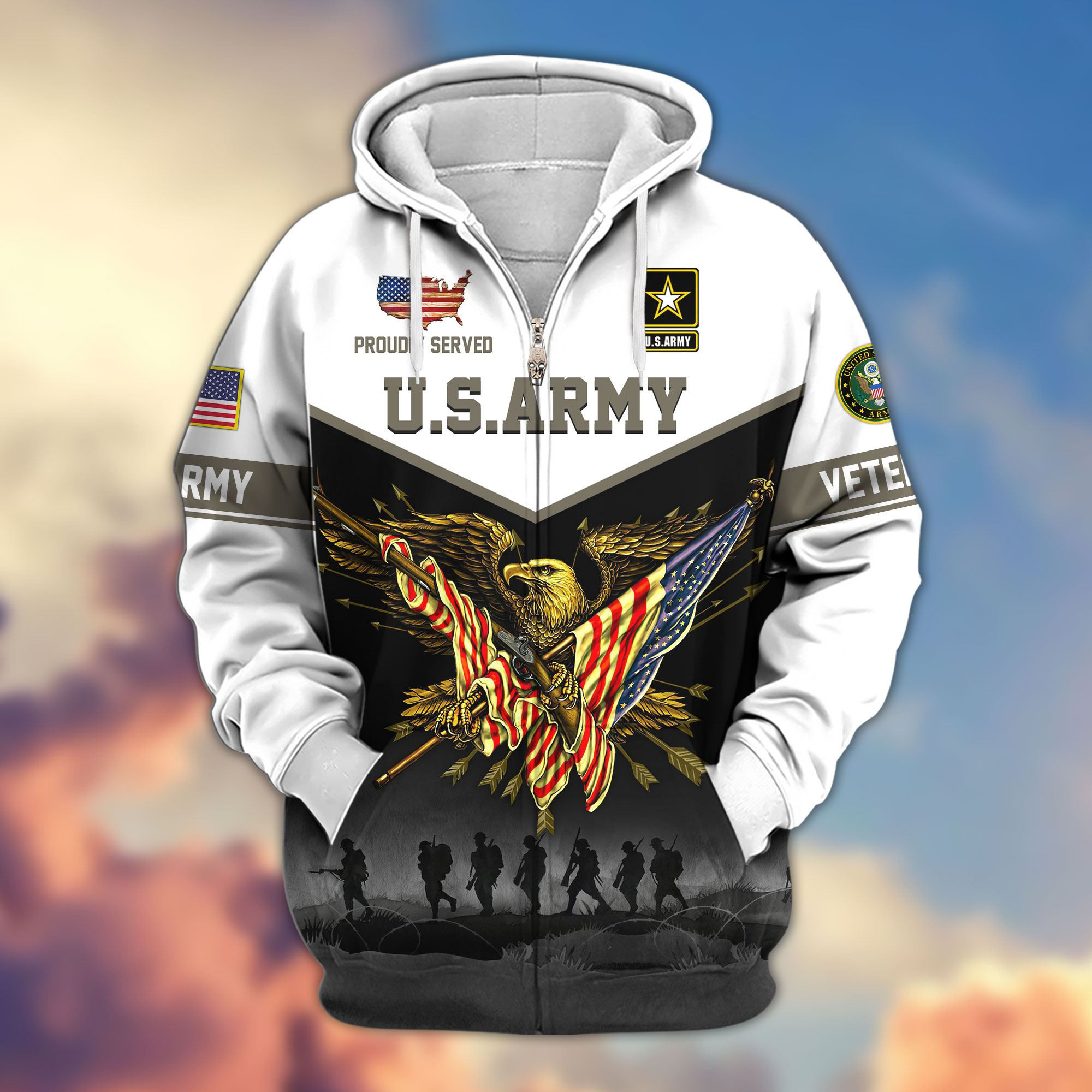 Premium US Veterans Zip Up Hoodie APHN091013, Gifts For US Veterans, Gifts For Veterans Day