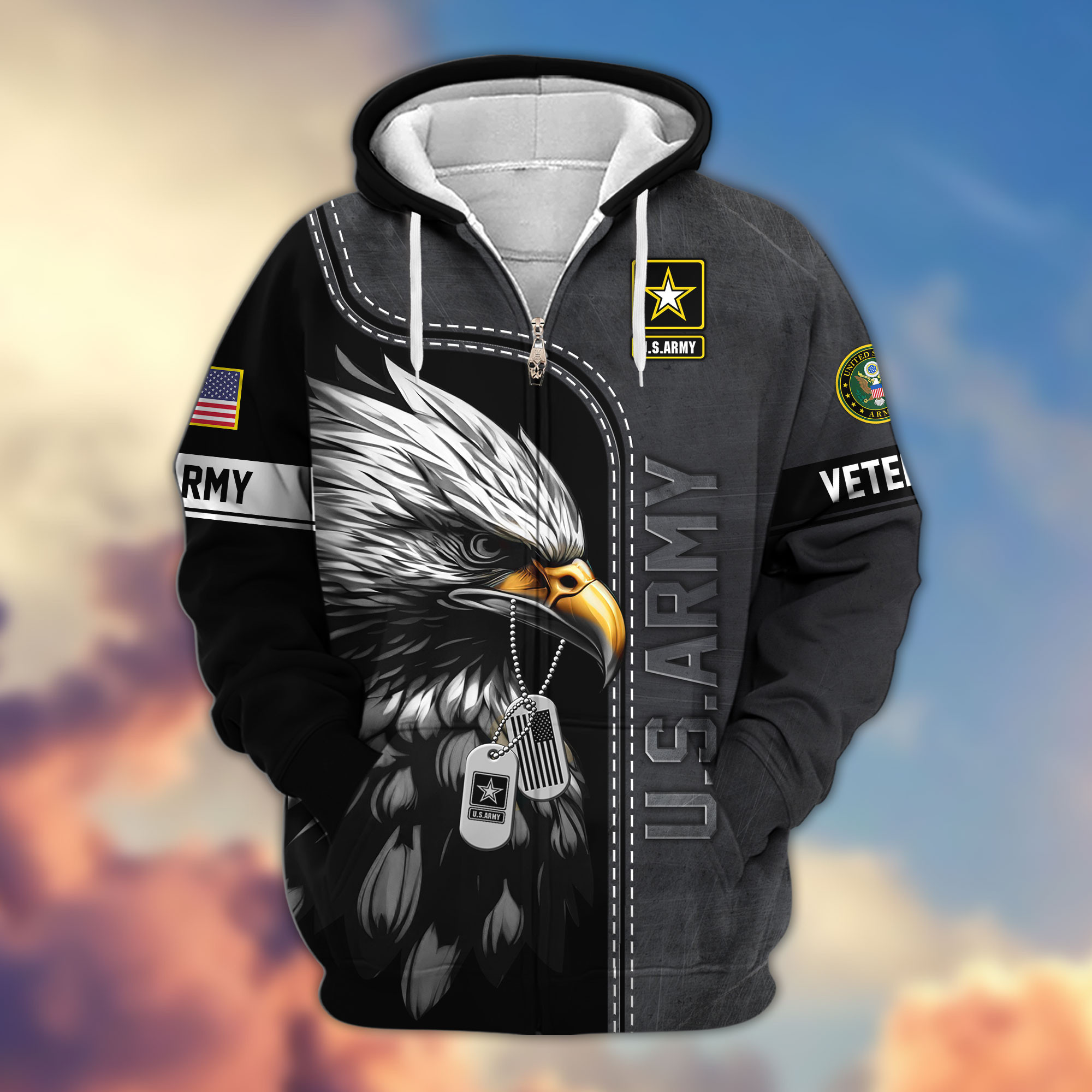 Premium US Veterans Zip Up Hoodie APHN101011, Gifts For US Veterans, Gifts For Veterans Day
