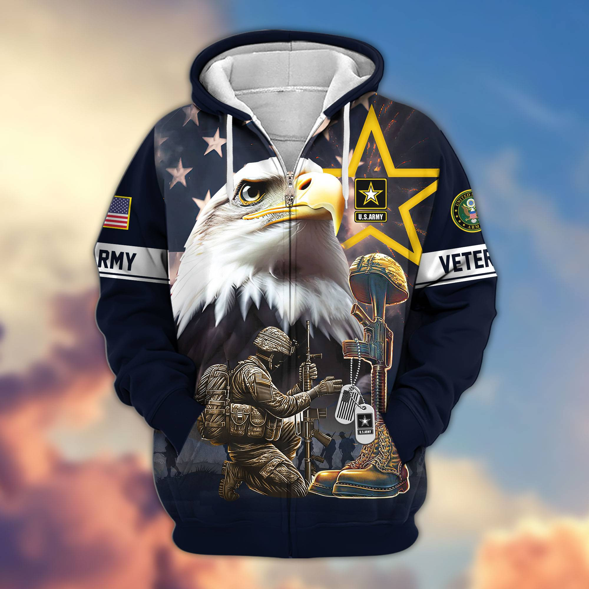 Premium Honoring All Who Served US Veterans Zip Up Hoodie APHN071011, Gifts For US Veterans, Gifts For Veterans Day