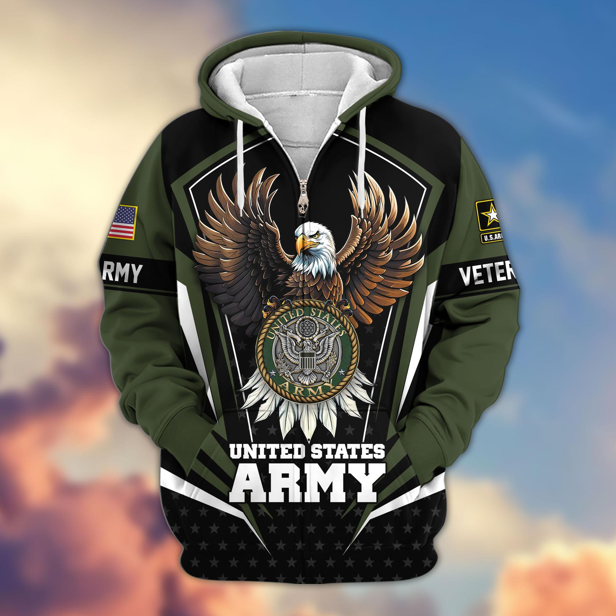 Premium US Veterans Zip Up Hoodie APHN011012, Gifts For US Veterans, Gifts For Veterans Day
