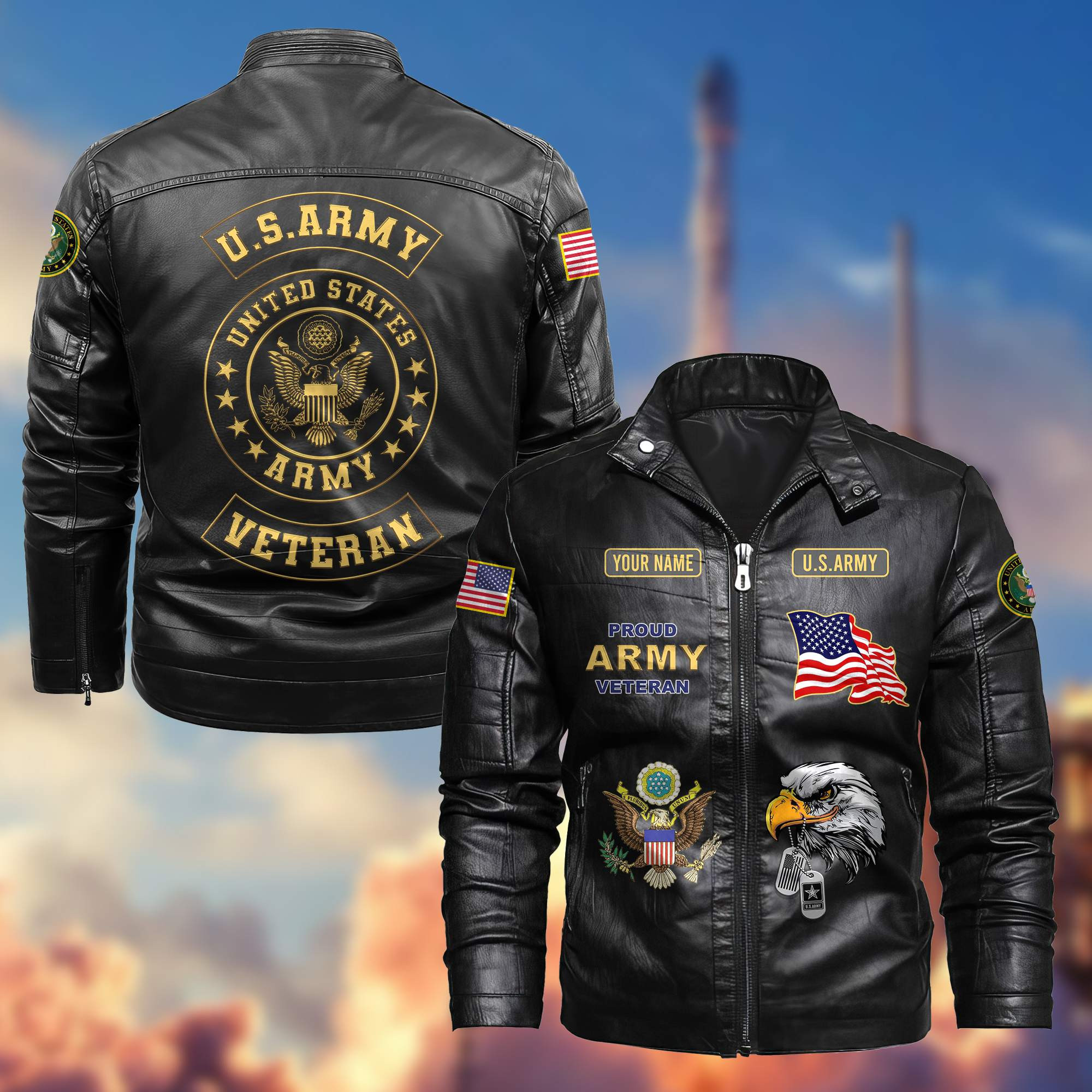 Premium Personalized US Veterans Leather Jackets BPVC231001, Gifts For US Veterans