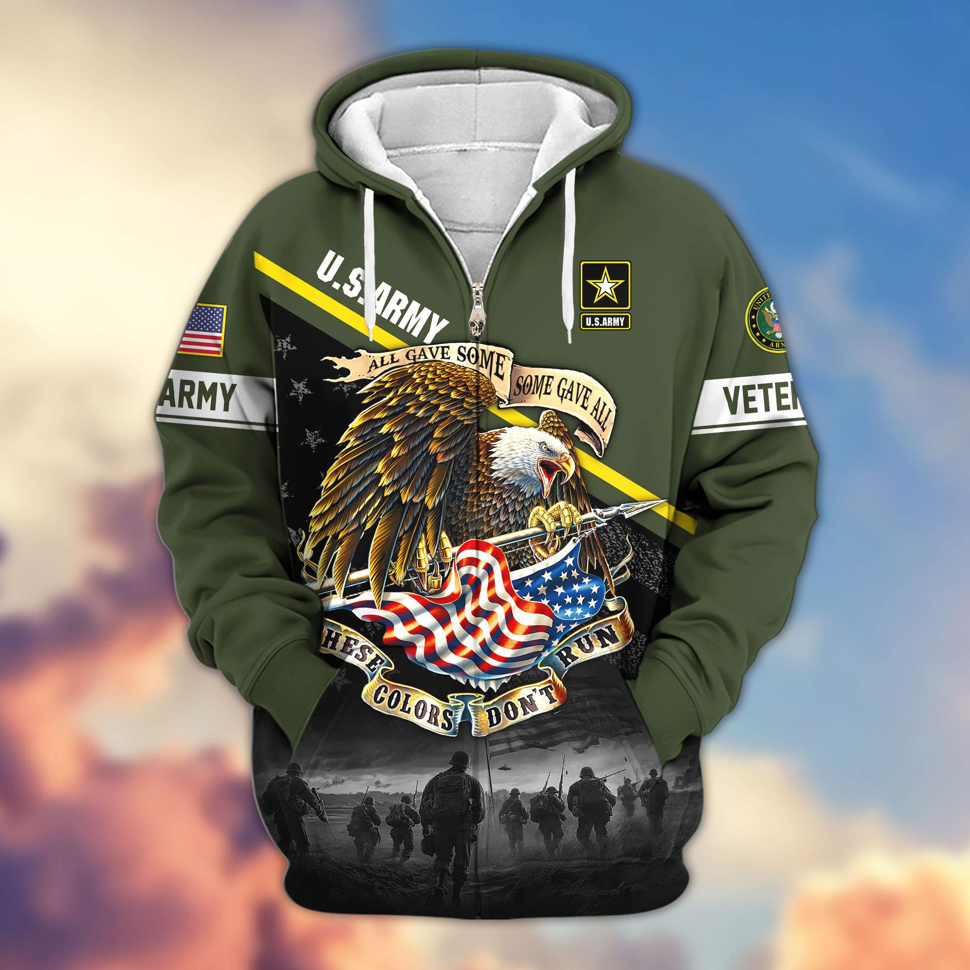Premium US Veterans Zip Up Hoodie APHN281013, Gifts For US Veterans