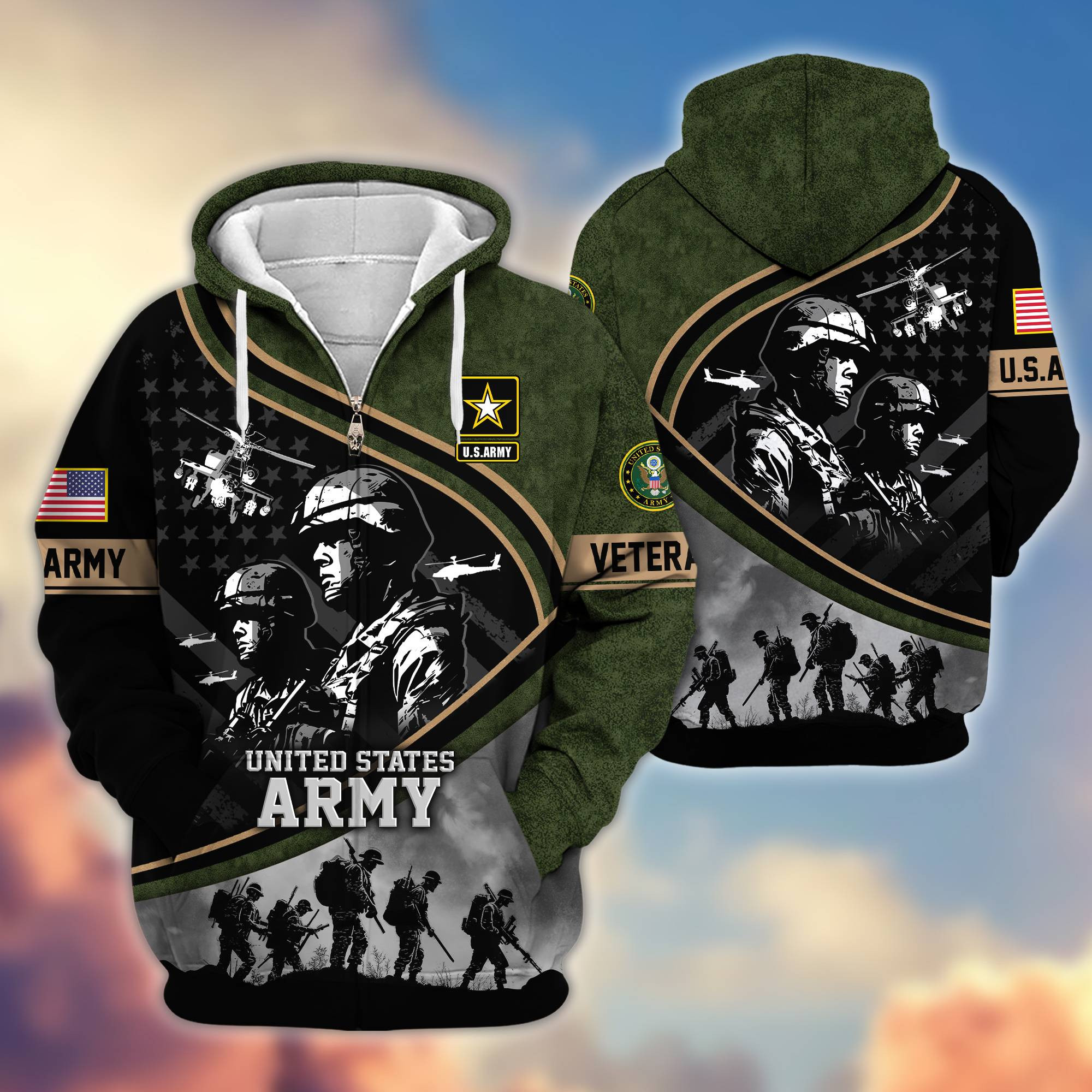 Premium Honoring All Who Served US Veterans Zip Up Hoodie APHN051112, Gifts For US Veterans
