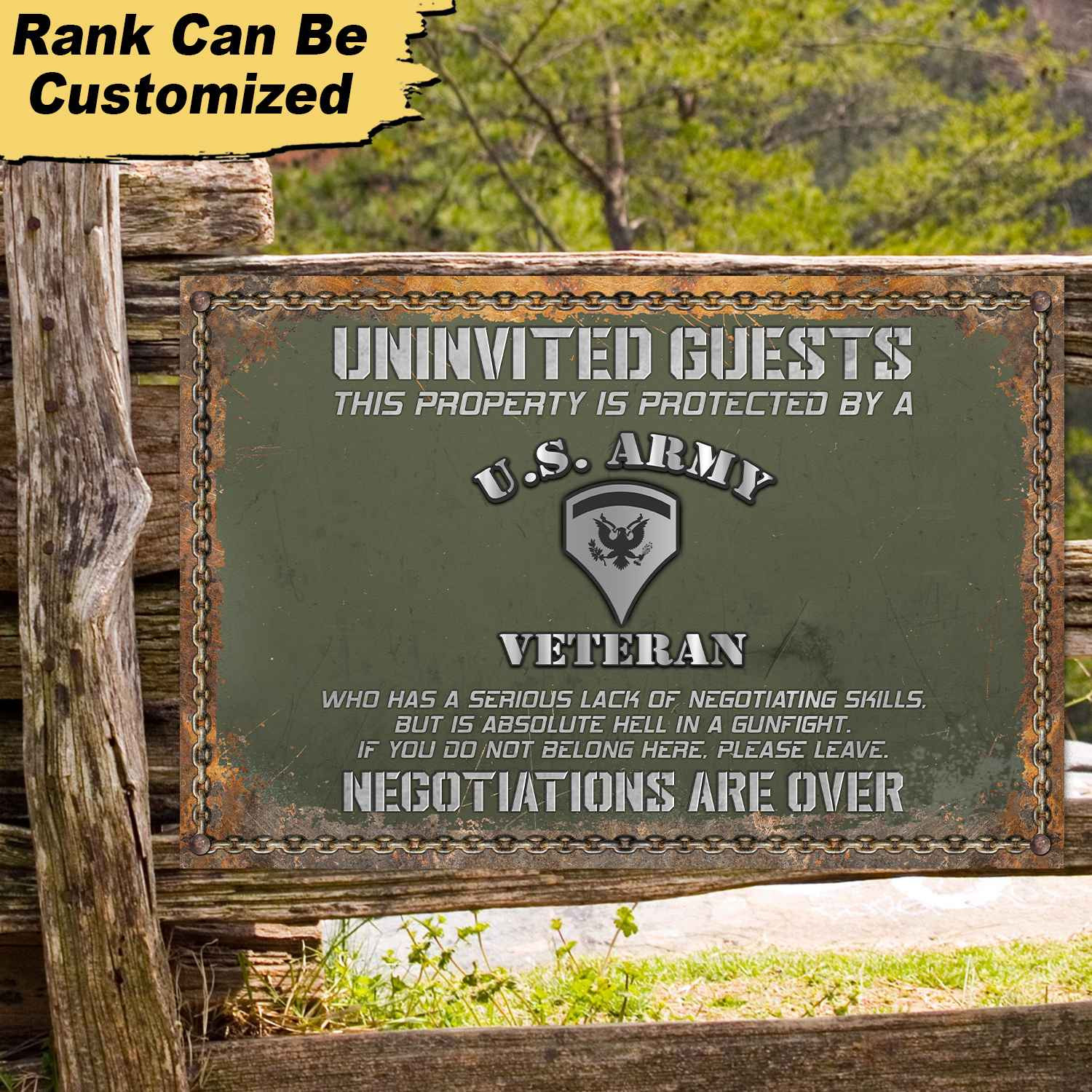 Premium US Army Veteran Metal Sign BPVC281110