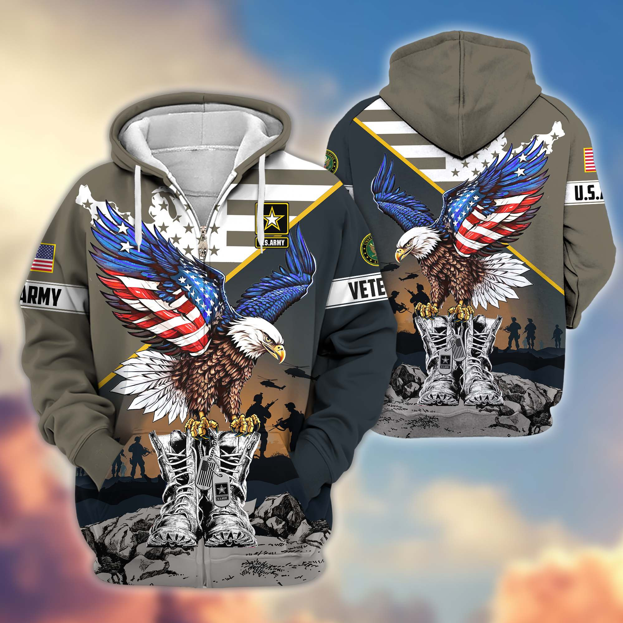 Premium Honoring All Who Served US Veterans Zip Up Hoodie APHN161211, Gifts For US Veterans