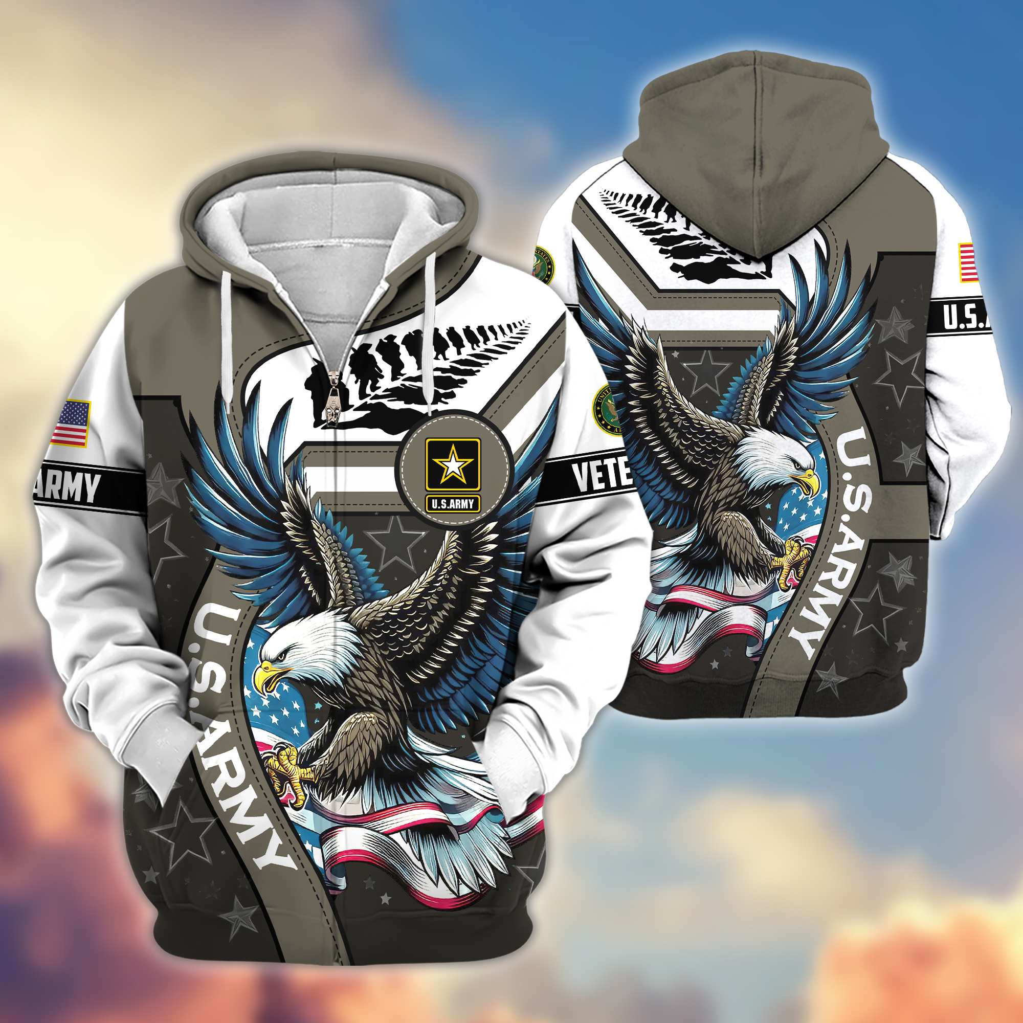 Premium Honoring All Who Served US Veterans Zip Up Hoodie APHN251212, Gifts For US Veterans