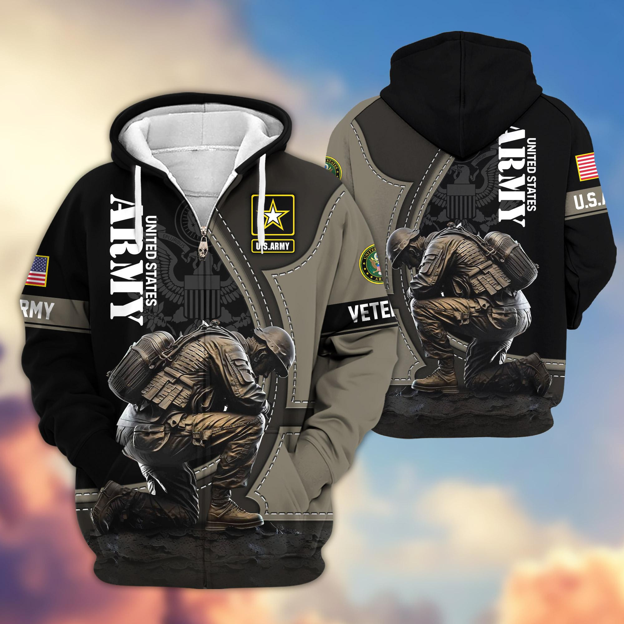 Premium US Veterans Zip Up Hoodie APHN251211, Gifts For US Veterans