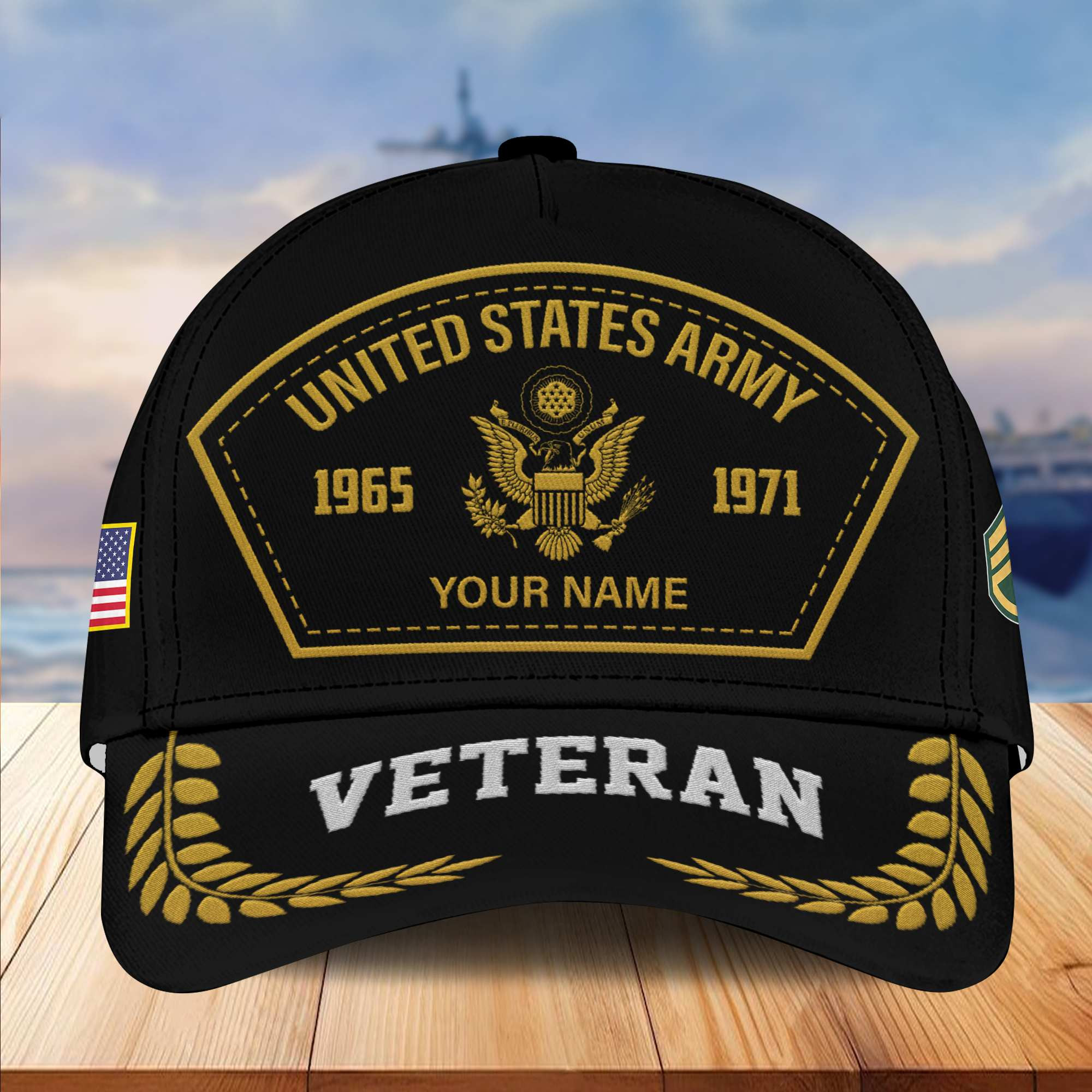 Premium Custom Name, Rank, US Army Embroidered Cap VPVC301101, Hat for Army Veteran, Gifts for Father’s Day, Veterans Day