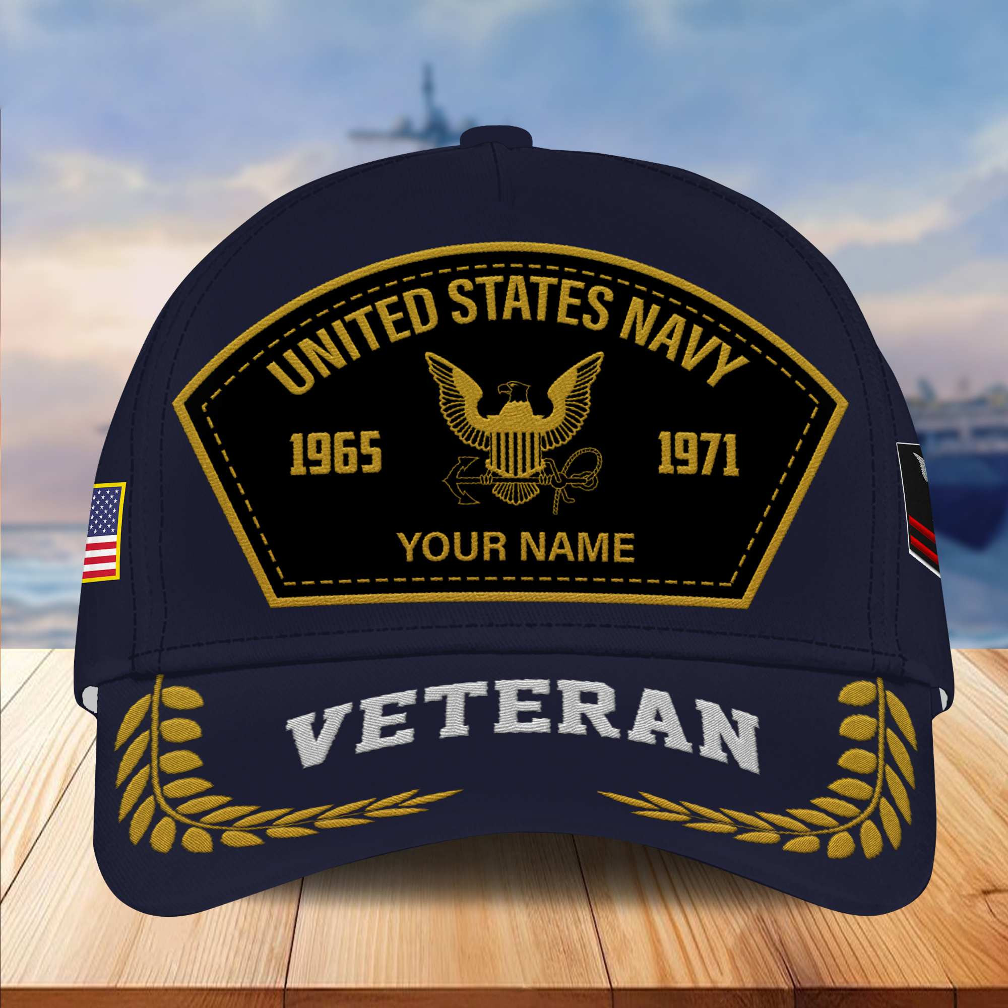 Premium Custom Name, Rank, US Navy Embroidered Cap VPVC301102, Hat for Navy Veteran, Gifts for Father’s Day, Veterans Day