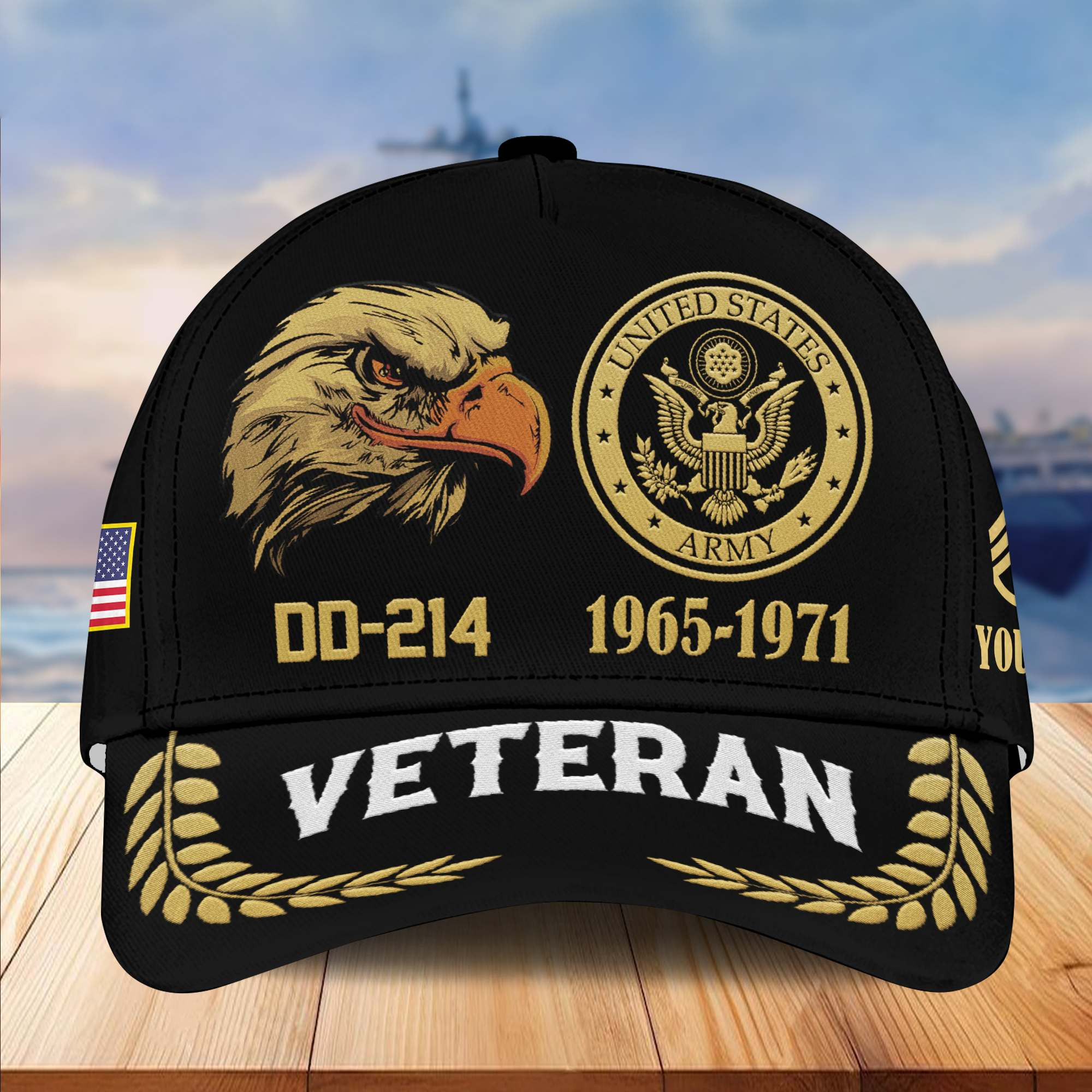 Premium Custom Name, Rank, US Army Embroidered Cap VPVC301301, Hat for Army Veteran, Gifts for Father’s Day, Veterans Day