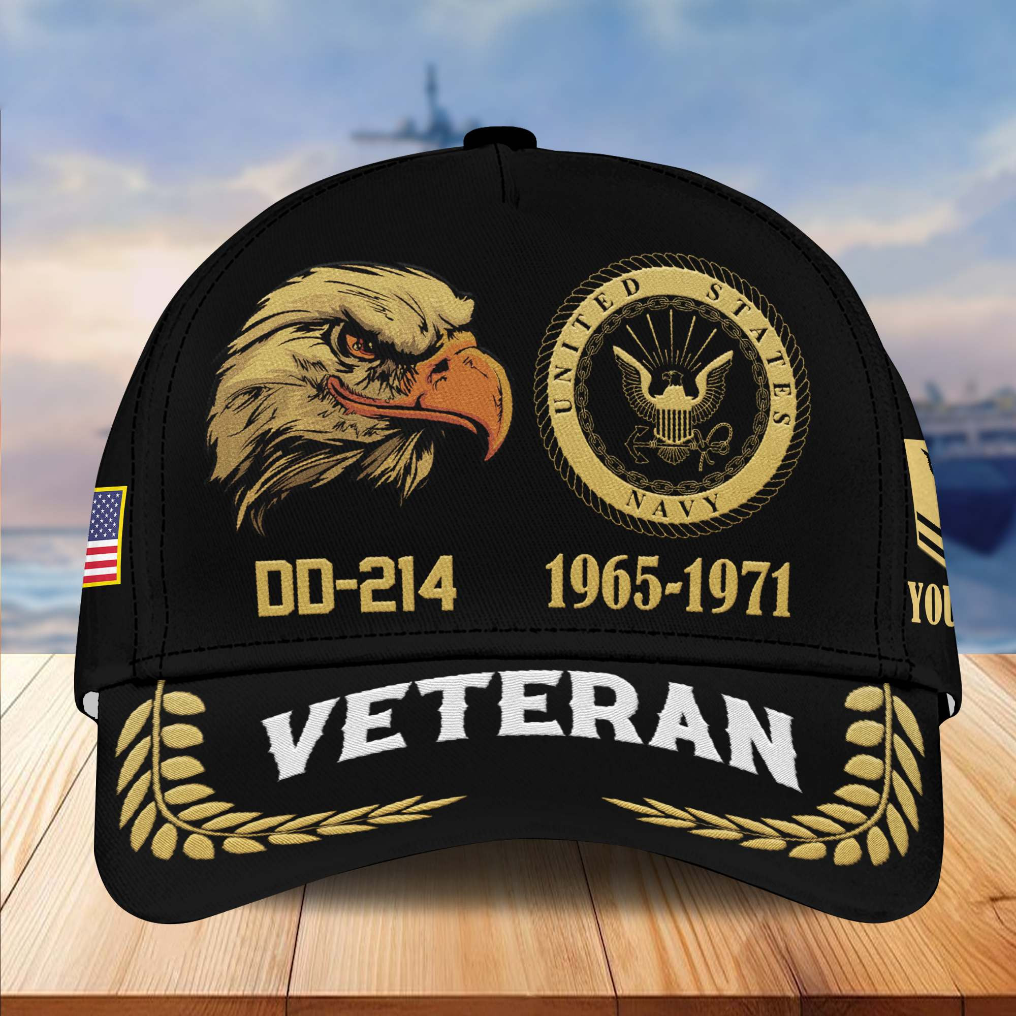 Premium Custom Name, Rank, US Navy Embroidered Cap VPVC301302, Hat for Navy Veteran, Gifts for Father’s Day, Veterans Day