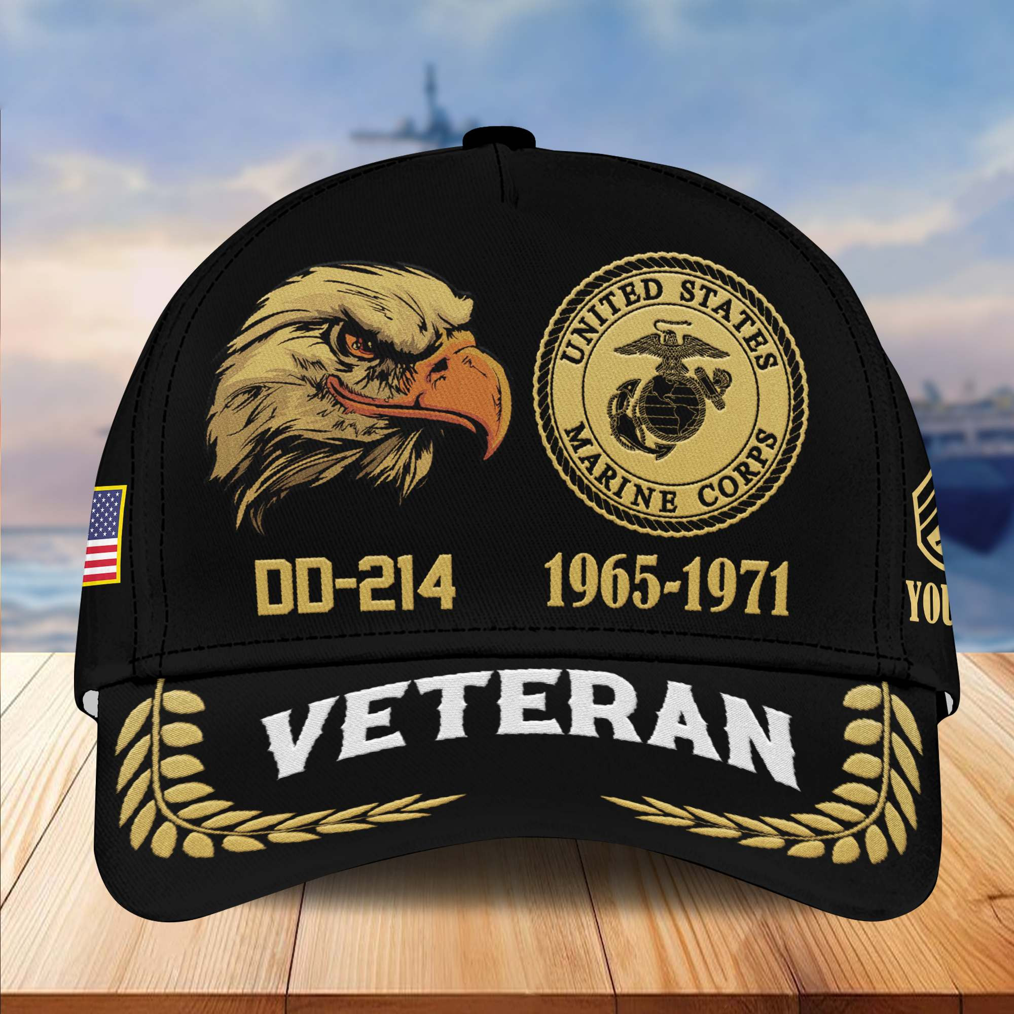 Premium Custom Name, Rank, USMC Embroidered Cap VPVC301303, Hat for Marine Veteran, Gifts for Father’s Day, Veterans Day